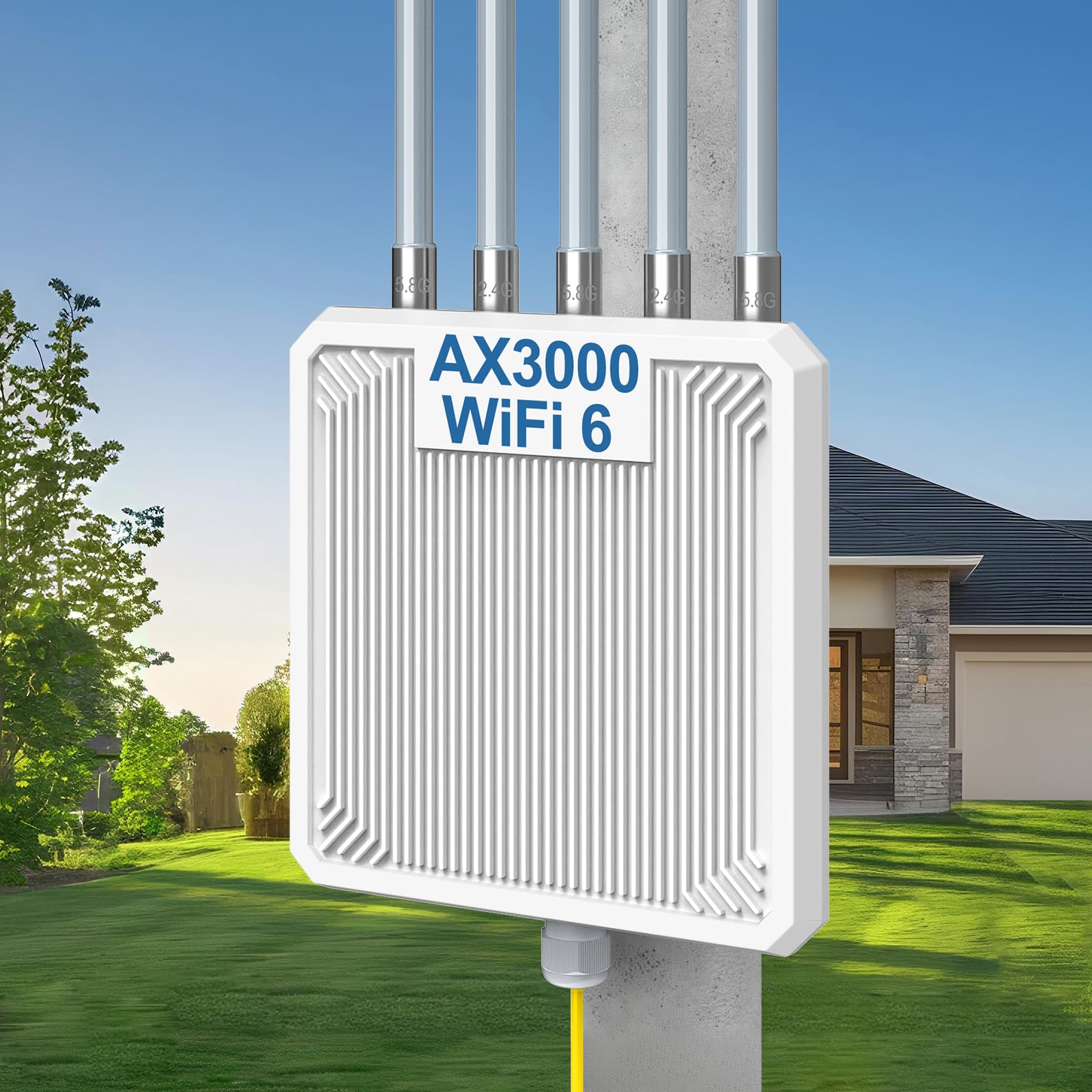 AX3000 WiFi 6 Outdoor Extender Long Range, IP67 Waterproof Wireless Access Point Signal Booster, VunLink 5G+2.4G Dual-Band WiFi Repeater, 5×8dBi Antennas, Mesh Mode, for Starlink, Yard, Farm, RV.-picture-27