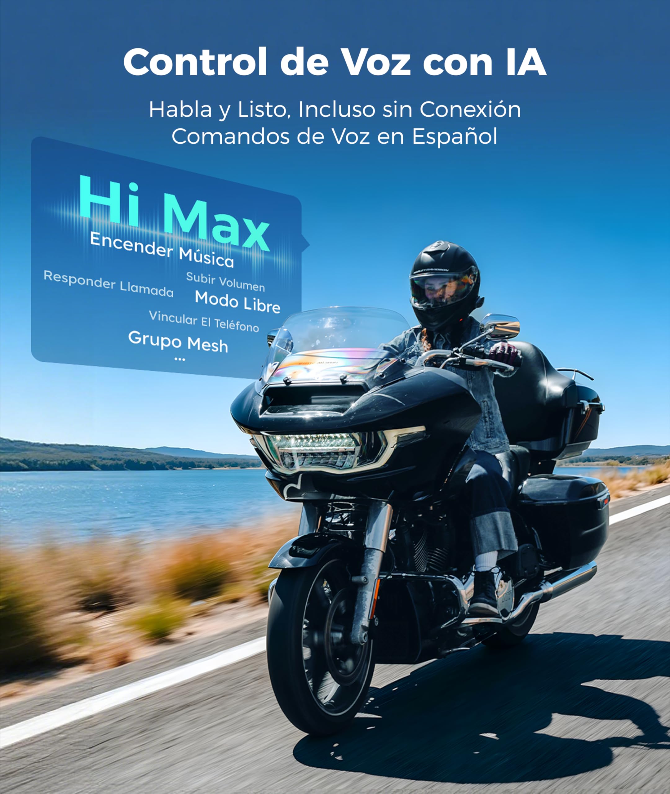 ASMAX F1S Intercomunicador Casco Moto, 10 Vías Mesh Intercom, Control de Voz en Español, Bluetooth 5.3, Carga Rápida, ENC Cancelación de Ruido, Emparejamiento Universal, Actualización OTA - Doble
