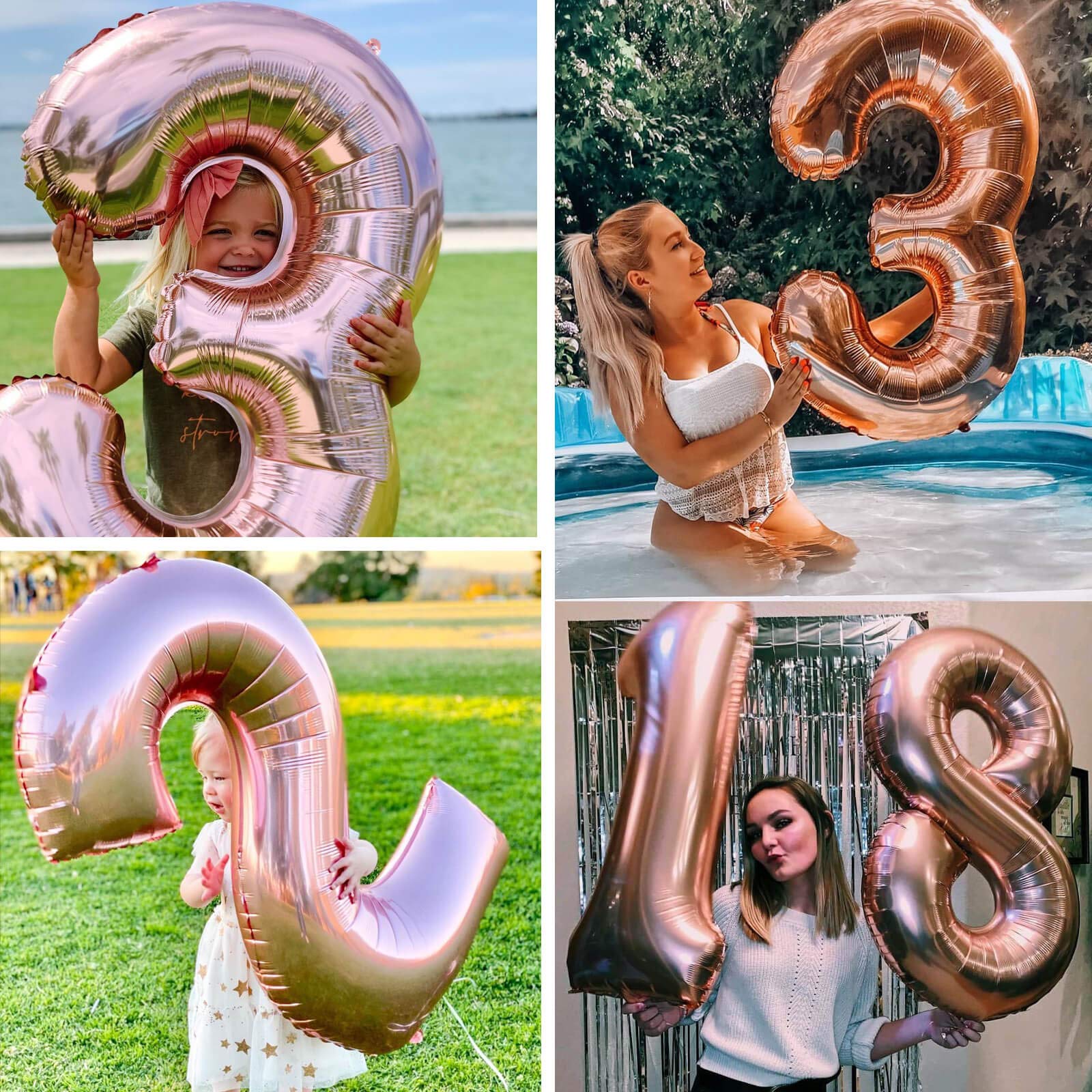 2x 4D Roségold Ballons 32 Zoll – Aluminiumfolie, Für Hochzeit, Heiratsantrag, Baby-Party