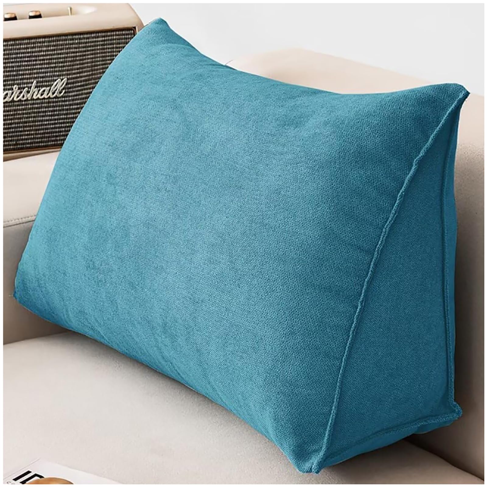 ZTGL Wedge Pillows Headboard Reading Pillow Backrest Pillows for Sitting Up in Bed Rest Large Triangle Bolster Cushion Velvet Daybed Pillow Lumbar Support Leg Positioning,Blue,80x35x20cm