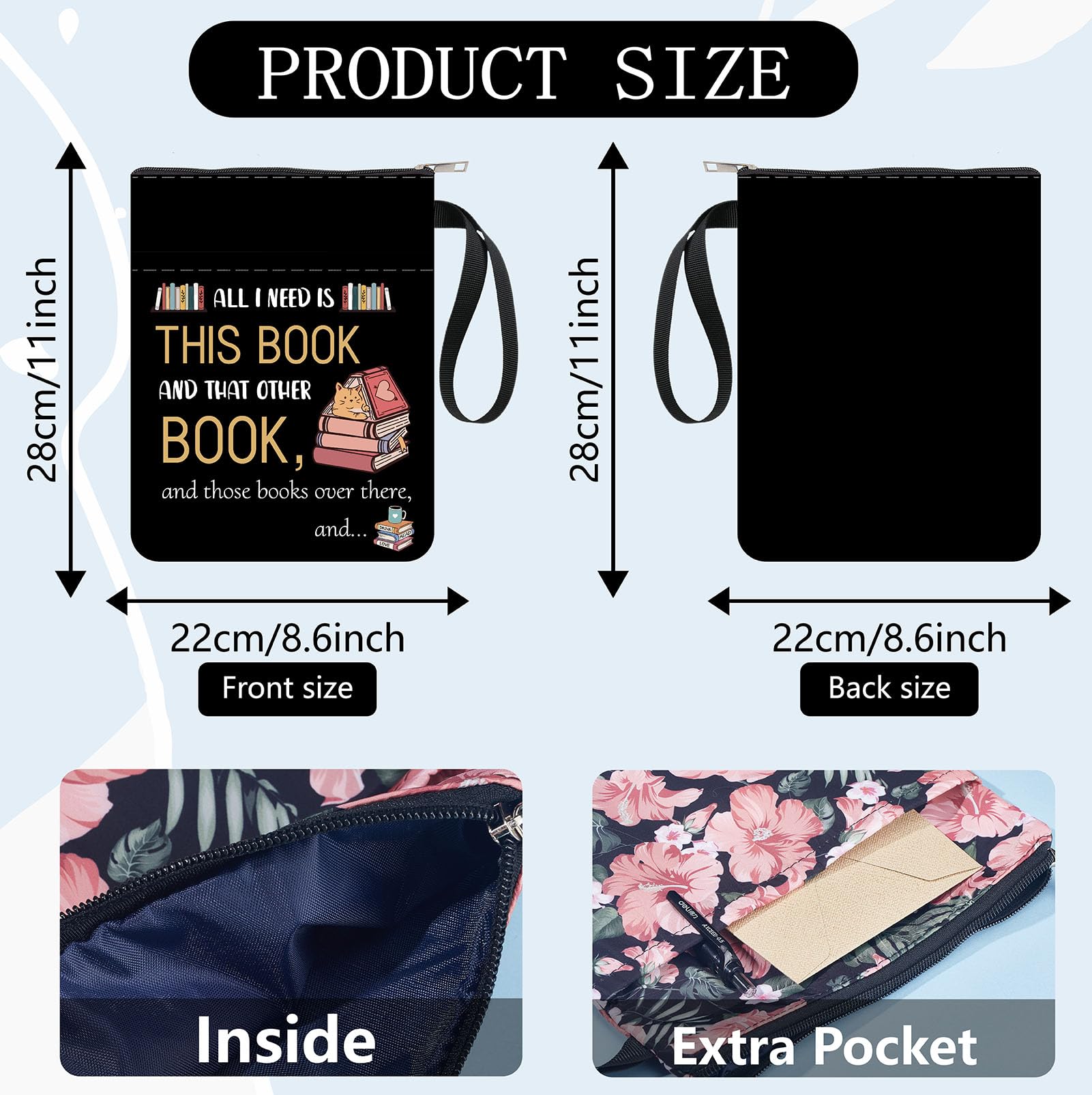 Buchhülle Yoga Design 28x22cm - Waschbarer Stoff Mit Reißverschluss