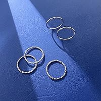 Vista 5 de 925 Sterling Silver Minimalist Hammered Textured Thin Knuckle Midi Stacking Rings US Size 8 / Wide 1.5 MM