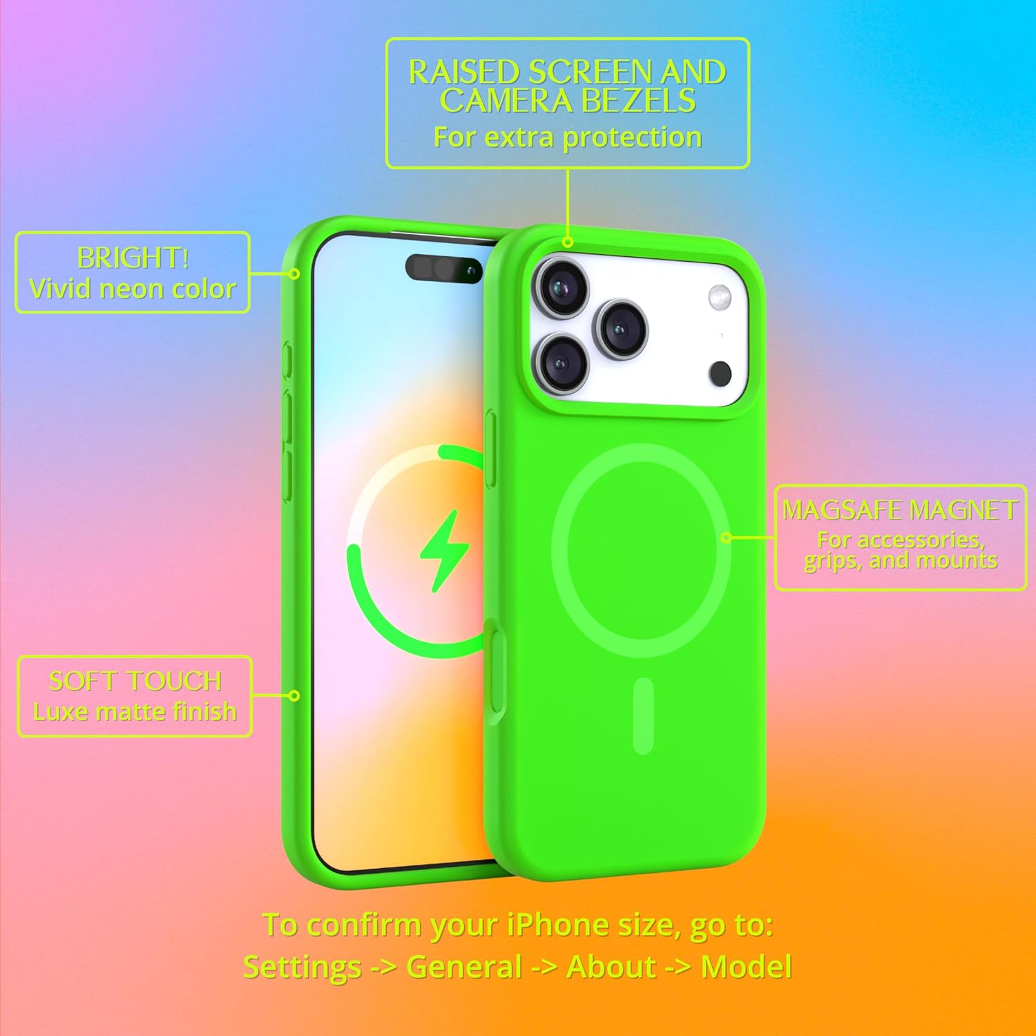 FELONY CASE for iPhone 17 Pro Max with MagSafe - Neon Green Soft-Touch Liquid Silicone Case, Lightweight Magnetic Protective Cover, 360° Shockproof, Anti-Scratch Compatible with MagSafe Accessories
