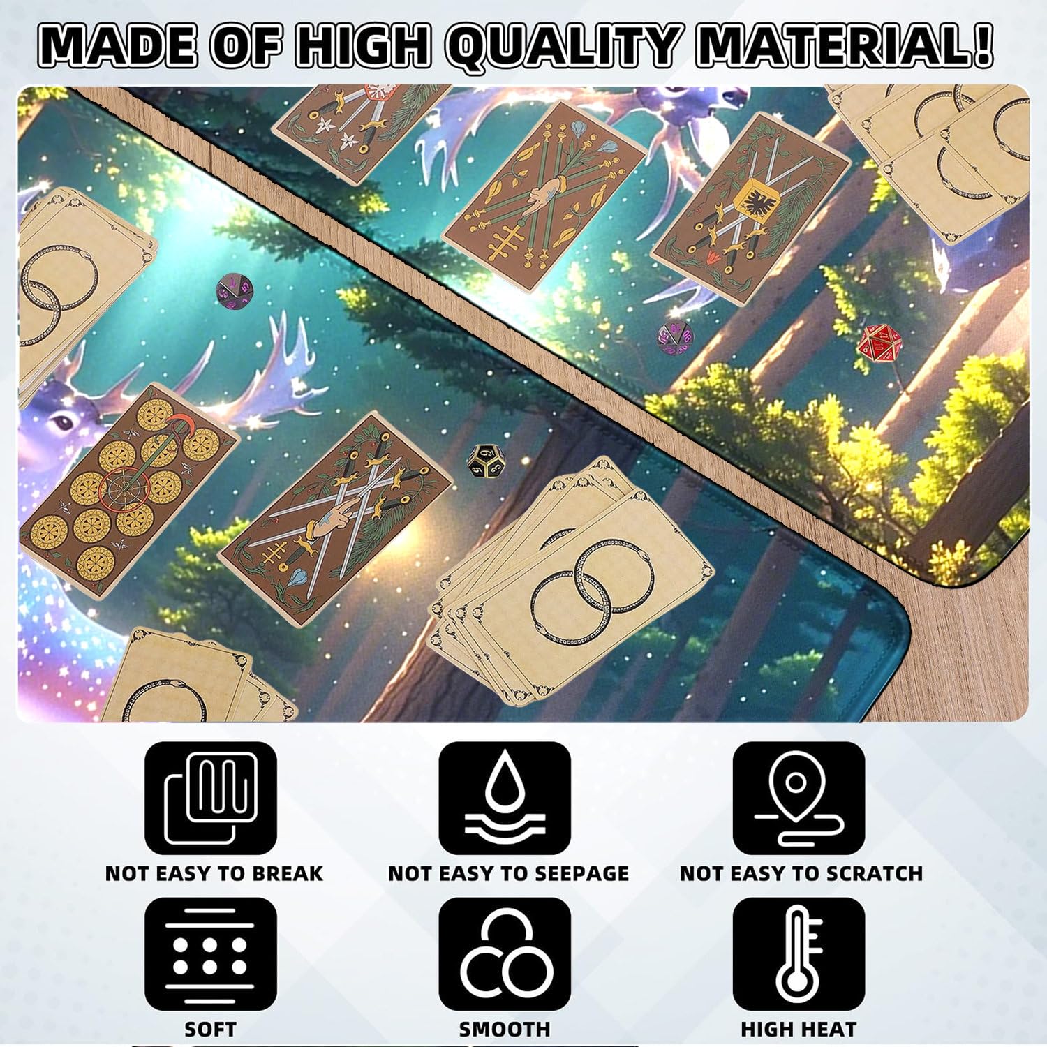 MTG Playmat XL 61x35 Cm – Tapis De Jeu Anti-dérapant Avec Bords Cousus, Parfait Pour TCG Et Souris !