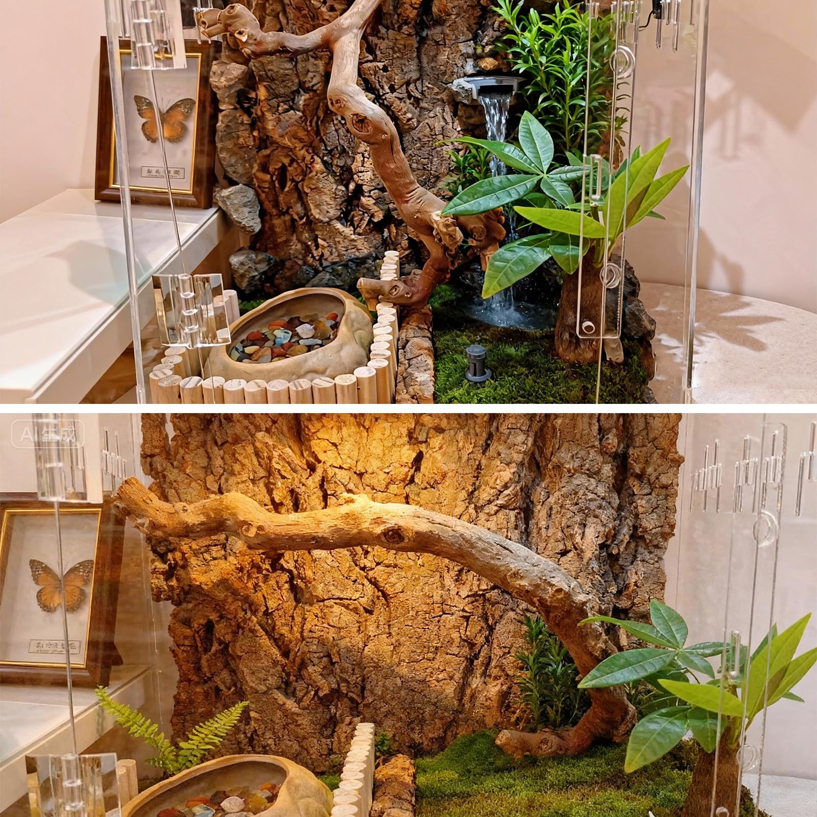 SUNOYA 3 paneles traseros de terrario, corteza de corcho, 20 x 30 cm, aspecto de corteza de árbol natural, resistente a la putrefacción, resistente a la putrefacción, placa de fondo, superficie de