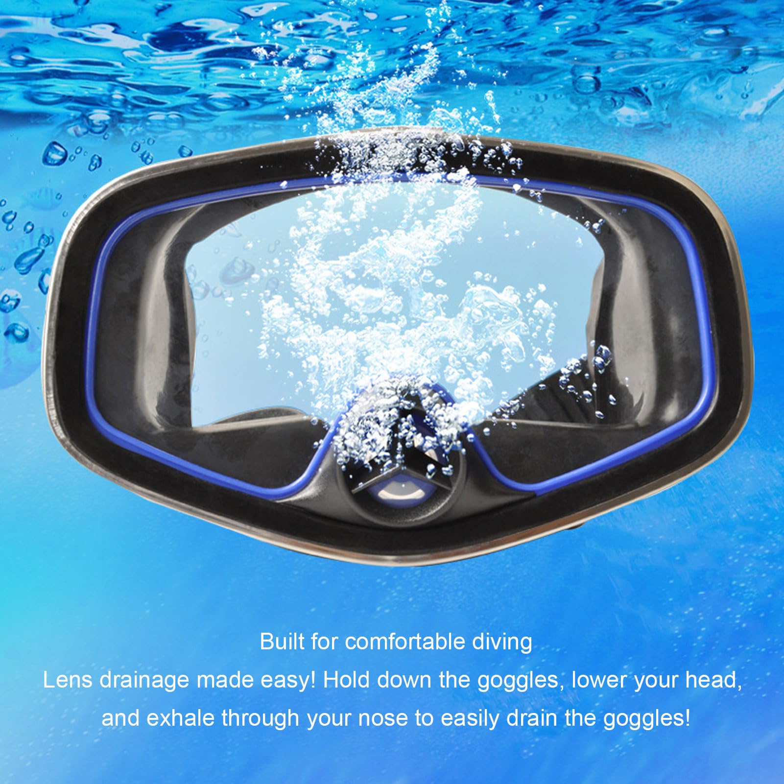 Máscara de Buceo Ovalada, Gafas de Buceo, Visibilidad Clara, Ovaladas, HD, Antivaho, Gafas de Buceo, Diseño de Válvula de Nariz, Vidrio Templado, Lente única, Gafas de Snorkel