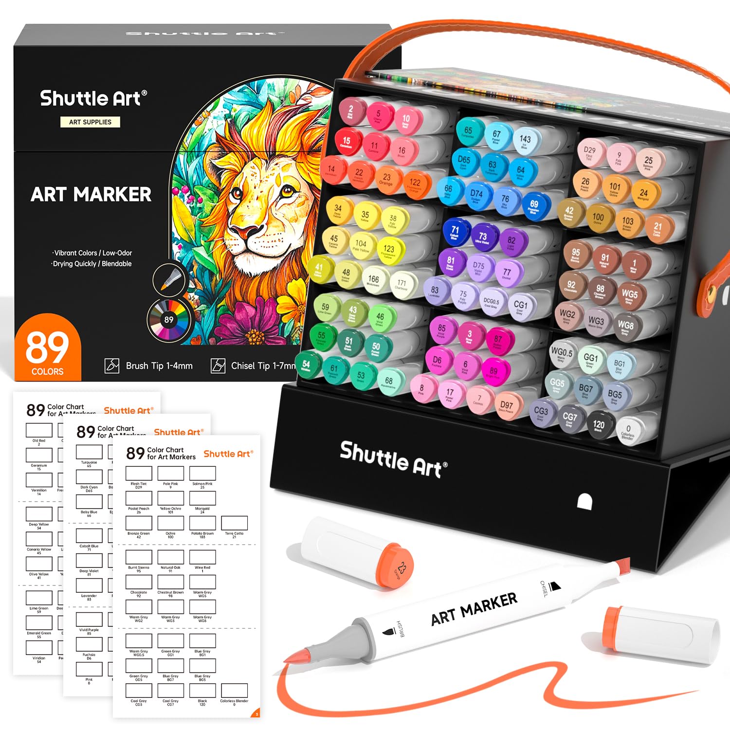 Brush Tip Alcohol Markers, Dual Tip Brush & Chisel Tip Art Marker Set, 89 Colors Marker P…