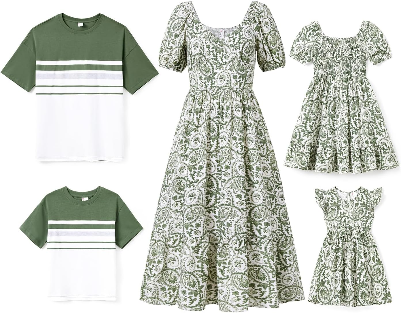 PATPAT Family Matching Summer Outfits, Mommy and Me Matching Shirts Dresses Paisley Print Matching Dresses for Family