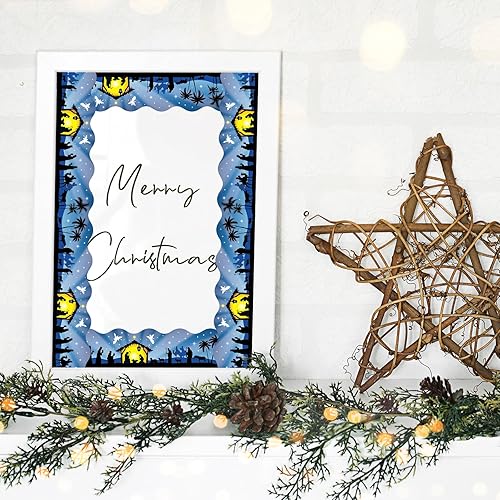 Miniatura 7 de AnyDesign - Bordes de tablón de anuncios de Navidad de 32.8 pies, bordes azules de noche santa, suministros de decoración de Navidad, escuela, aula,