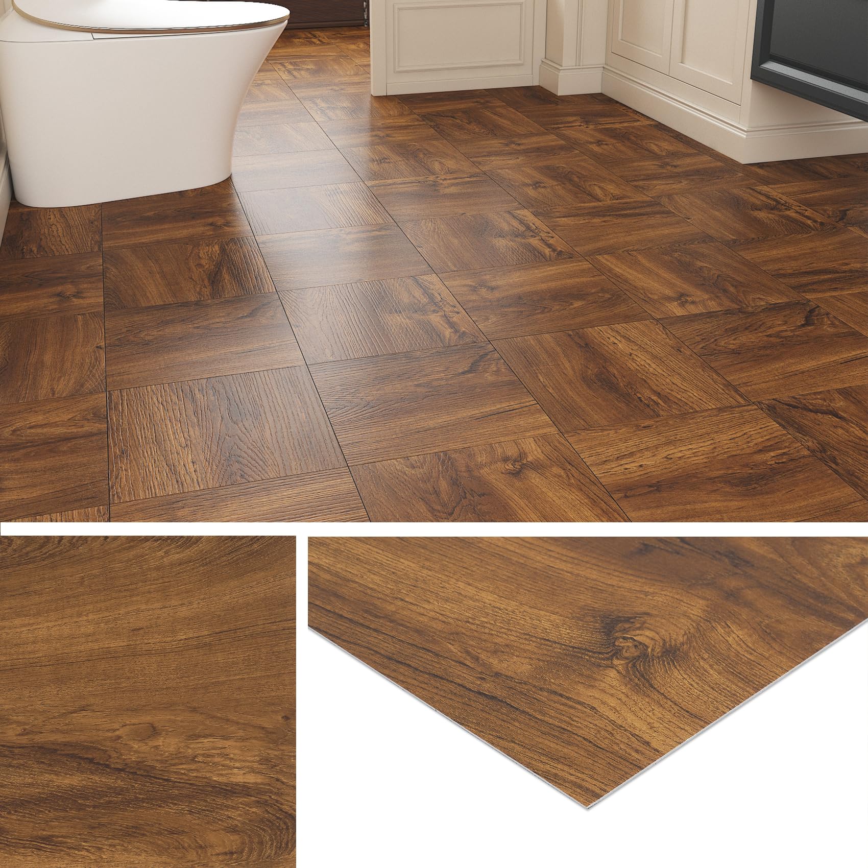 Livelynine Suelo Vinilico Autoadhesivo Madera Natural Baldosas Adhesivas Suelo Cocina 30x30CM 32-Baldosas Impermeable Vinilo para Suelo de Baño Habitación Suelos de Vinilo Adhesivos para Suelos Cocina