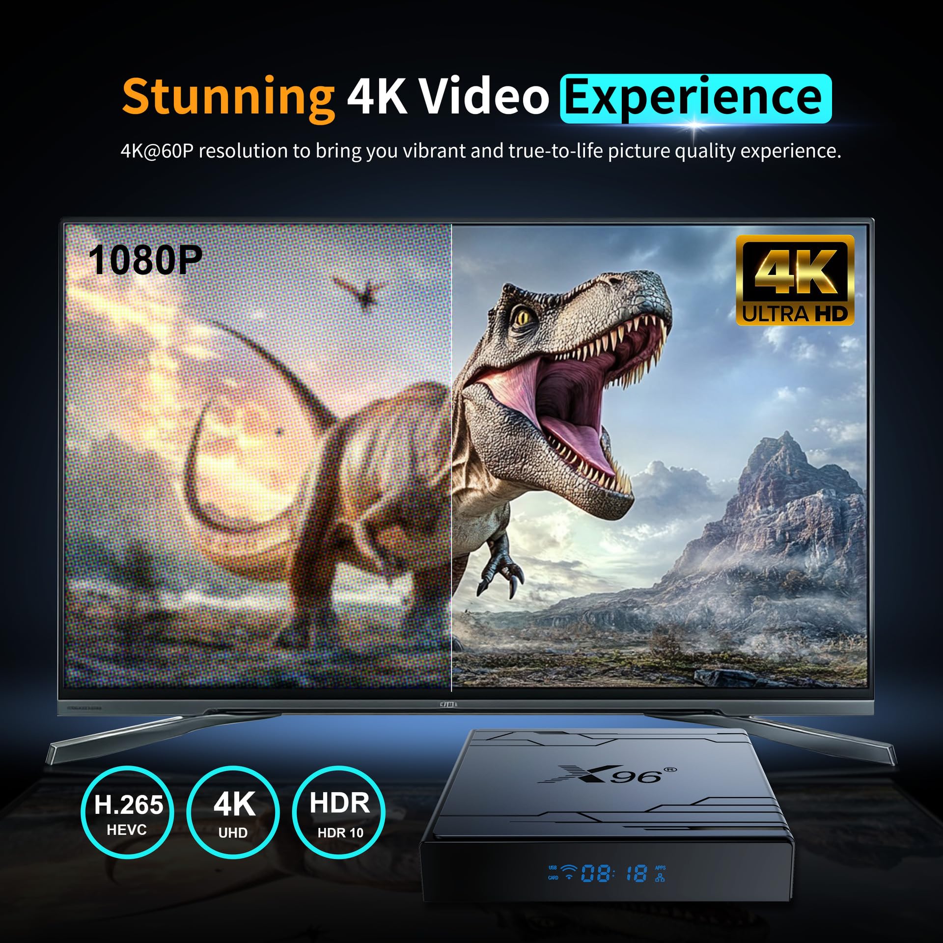 Android TV Box 14.0, X96 NEX Android Set Top Box 4 GB RAM 32 GB Rom, CPU Quad Core S905Y5 Supporto 2.4/5.8 GHz Dual WiFi 4K/8K H.264 HD Smart Android Box