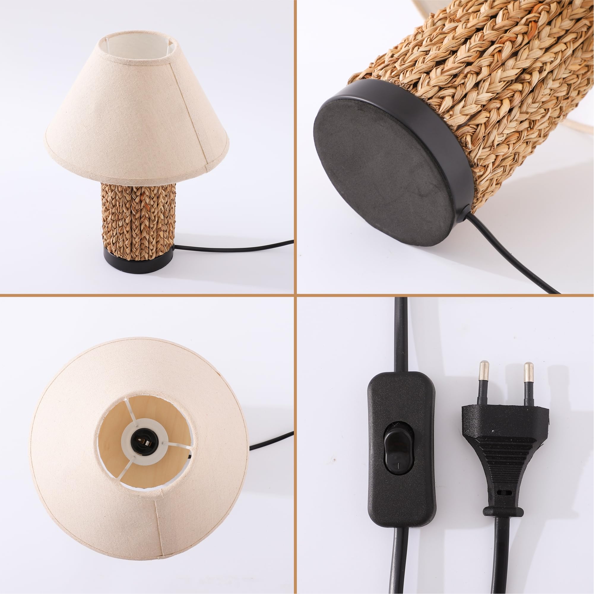 Kuber Industries Aesthetic Bedroom Lamp for Side Table | Office & Desk Table Lamp for Living Room and Home Decor with Wooden Base & Light Color Changing | White & Natural Wooden Brown-WH003 3