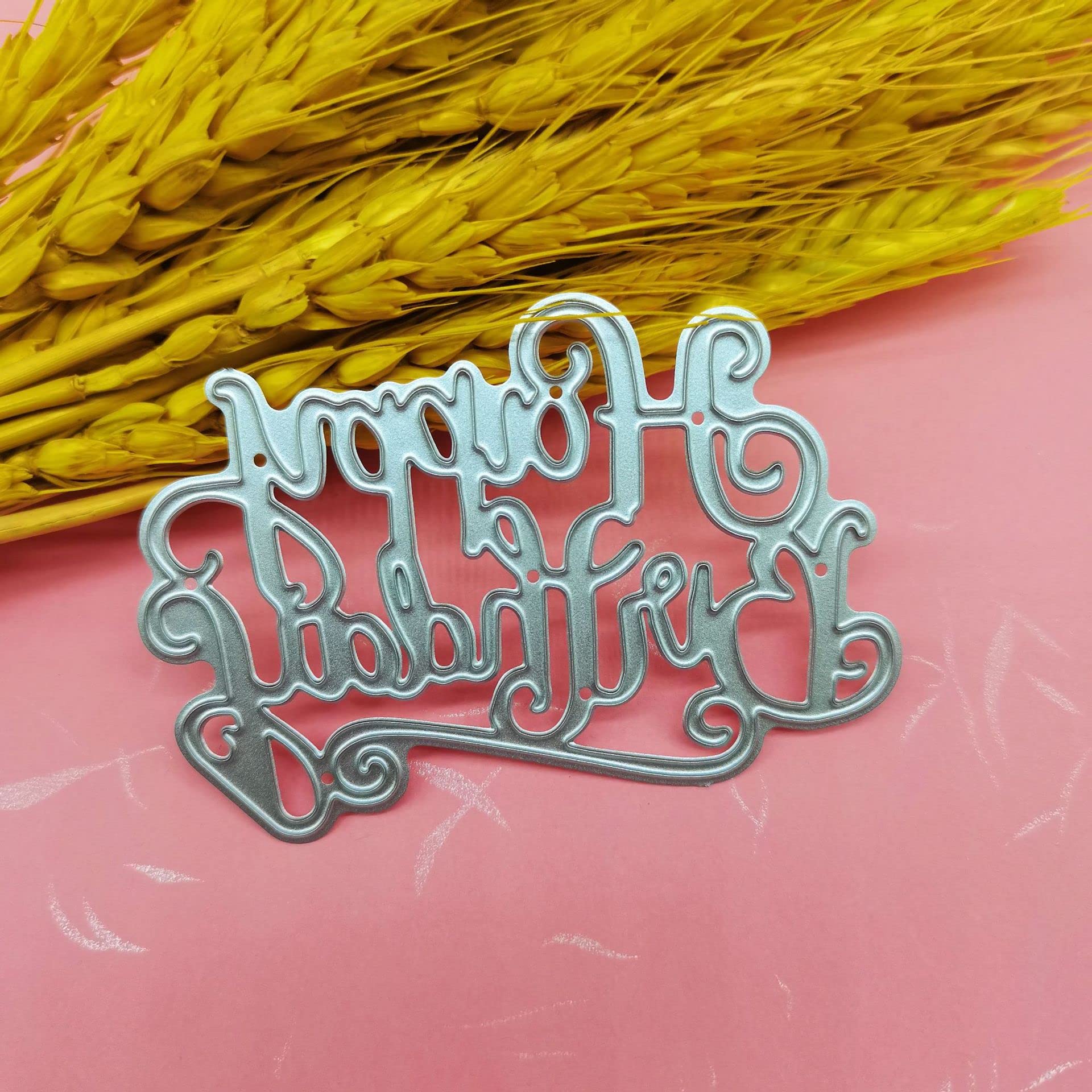Fustelle in metallo con scritta Happy Birthday, per feste di compleanno, biglietti di invito, stencil per fai da te, album di ritagli, decorazioni decorative per goffratura di carta