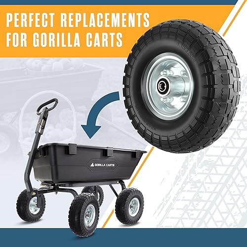 Miniatura 4 de Houseables Llantas y ruedas 4.103.50-4 sin planos, ruedas de repuesto para vagón, neumáticos de goma sólida de 10 pulgadas, paquete de 4, orificio