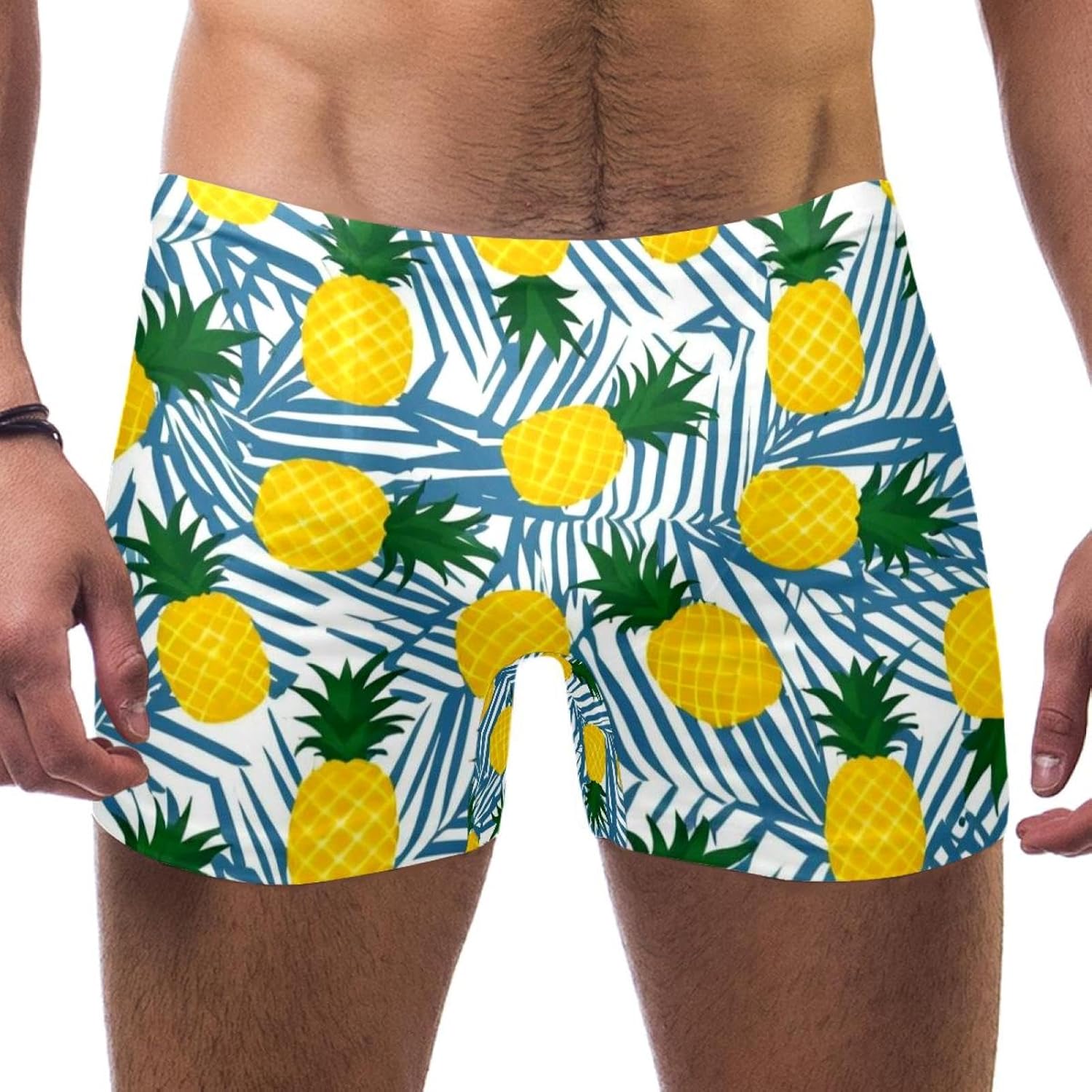 Mens Colorful Art Pineapple-505 Swim Trunks Elastic Waistband Short Mens Bathing Suit, S,