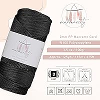 Vista 2 de Makromecity, Cordón de macramé de poliéster de 0.079 in x 125 yardas (375 pies) de 0.079 pulgadas, cuerda de polipropileno para macramé, para colgar