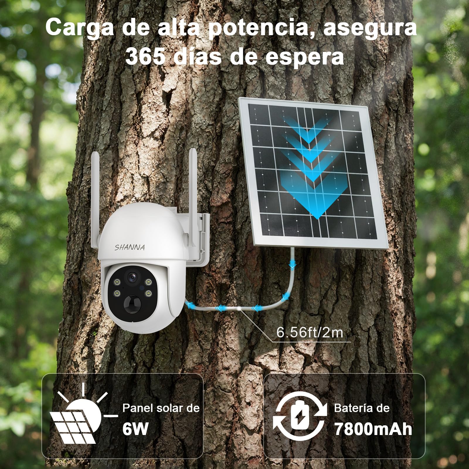 [Datos ilimitados gratuitos de por vida] Camara Vigilancia Solar con eSIM, 2K Camara 4G Exterior Solar con Baterías de 7800mAh,Visión Nocturna a Color,Seguimiento Automático,Audio de Dos Vías,IP66
