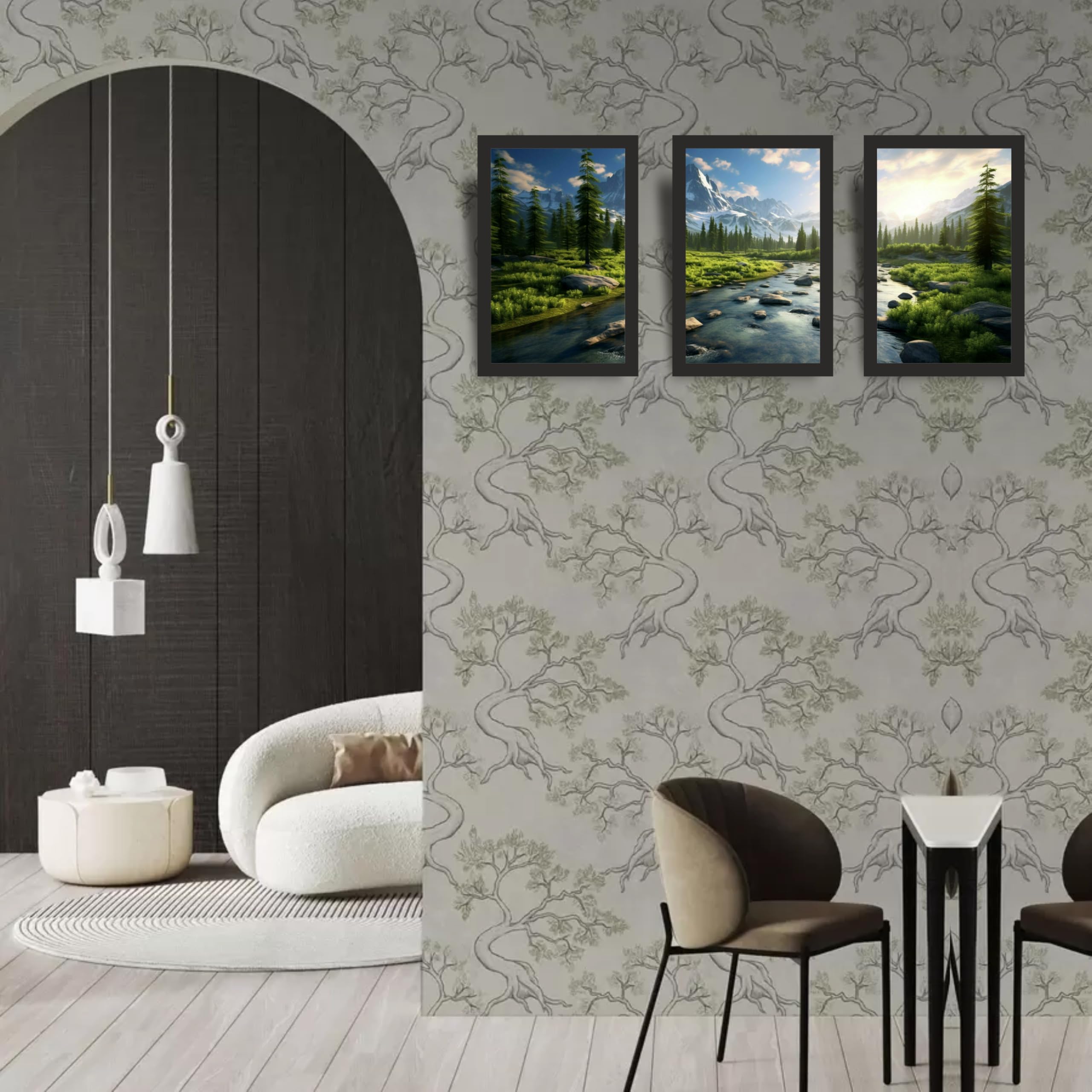 Alpine Forest River Wall Art Frame Set of 3