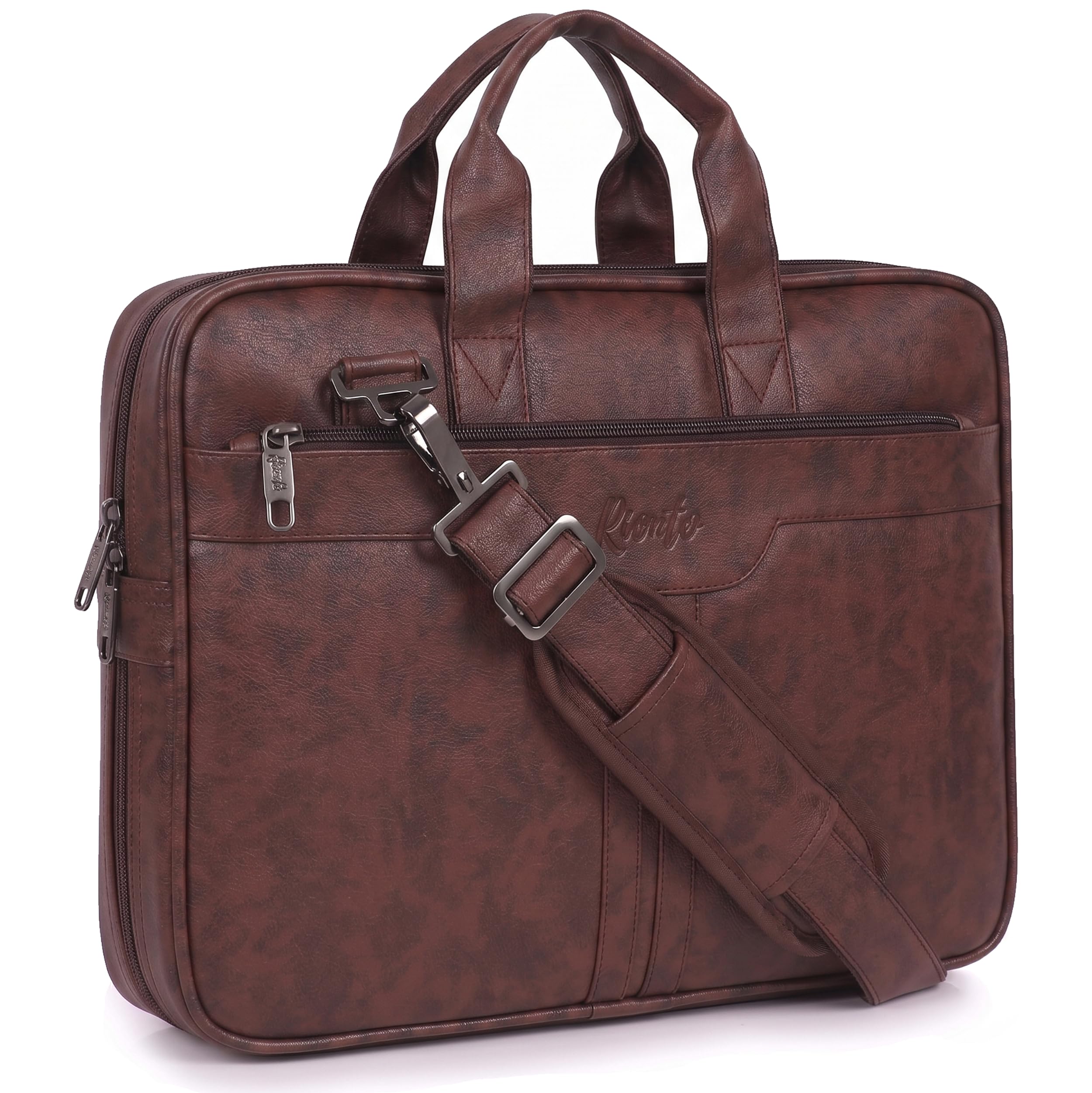 RIONTO Elite Vegan Leather Laptop Bags for Men Office Use | Upto 15.6 inch | Expandable Bottom | Mobile & Pen Compartment with Multiple Organizers | Professional Office Bag for Man & Women - Tan — Amazon image 9
