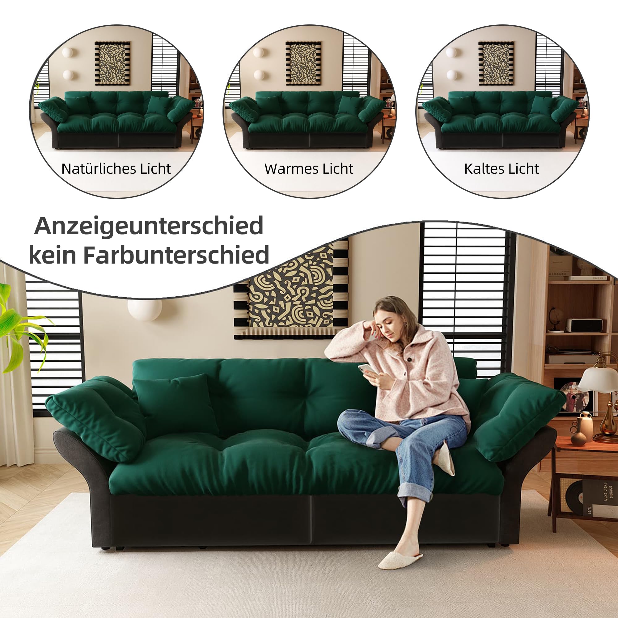 Divano letto matrimoniale allungabile 3 in 1 da 190 cm