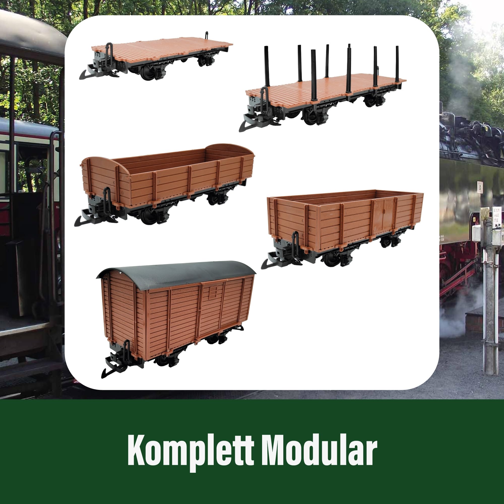 Gedeckter Güterwagen grau - Selbstbauwagen/Bausatzwagen - Gartenbahn Spur G