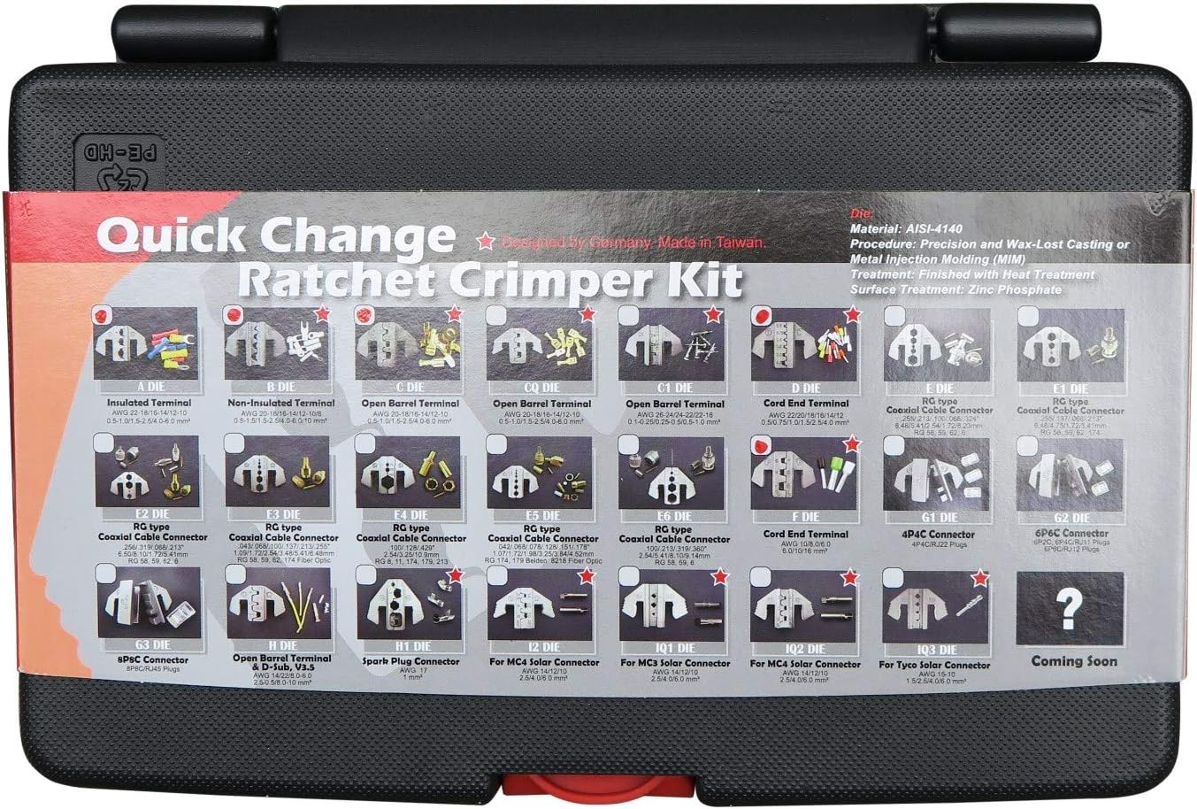 Flash Deals - 50% OFF 5 Die Electricians Cable Crimping Kit - Rhino Tools Quick Change Crimper
