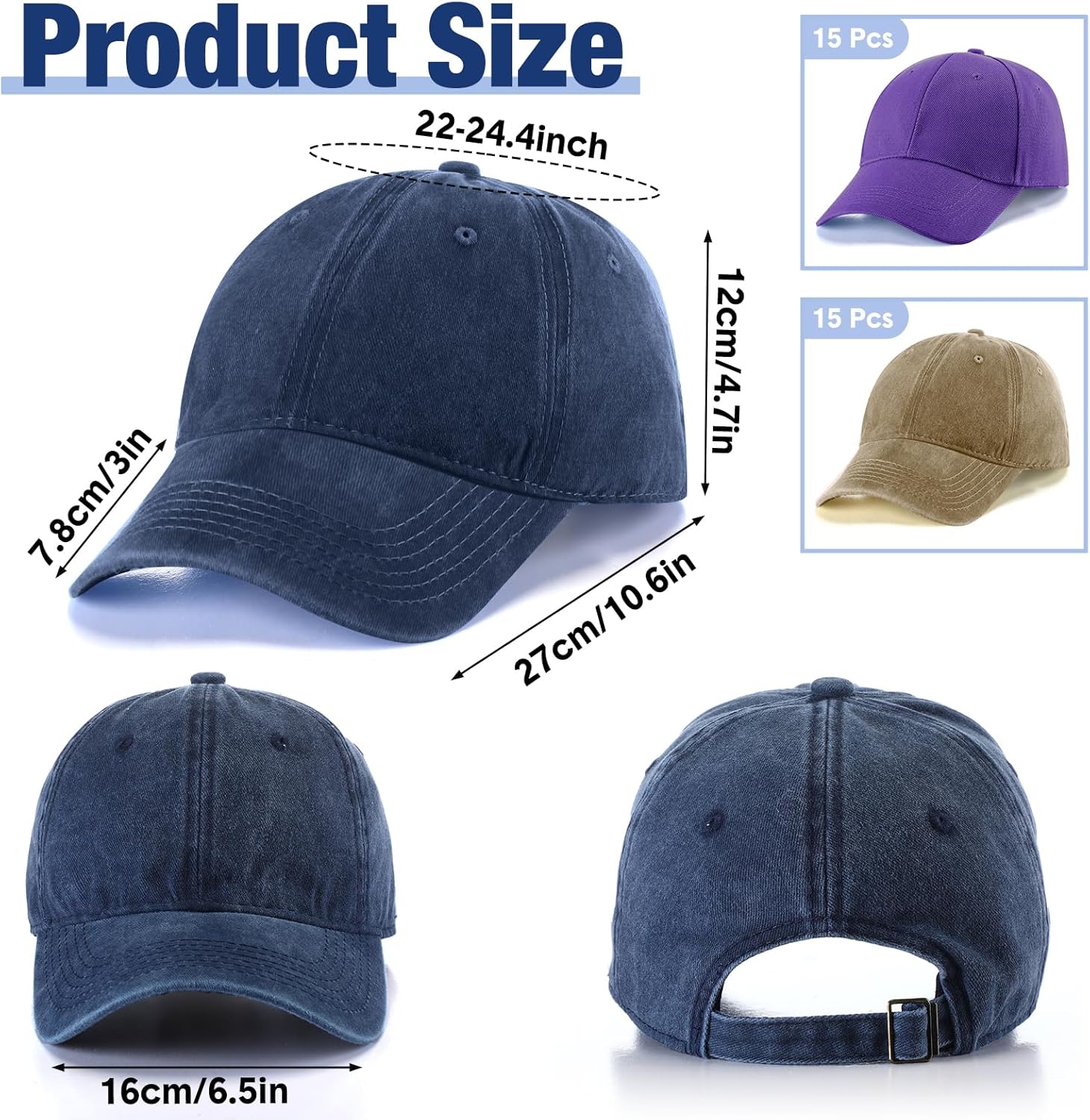 Yahenda 30 Pack Vintage Baseball Cap Washed Denim Distressed Bulk Adjustable Cotton Dad Hat Golf Hats for Women Men