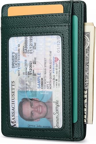 Miniatura 2 de Buffway Carteras de cuero delgadas minimalistas de bolsillo frontal con bloqueo RFID para hombres y mujeres, Pequeña, Minimalista