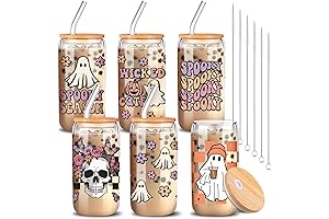 Halloween Skull Ball Mason Jars with Lids and Straws