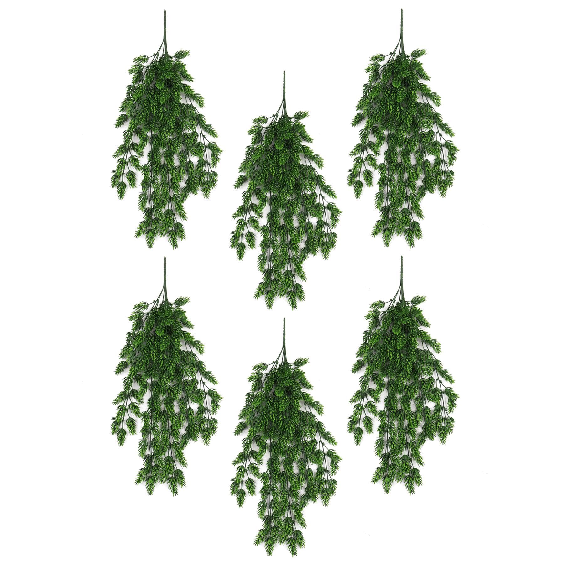 Leaf Artificial Hanging Plants Multipacks Fire Resistant UV Resistant, 6 X 128 Clustered Fern