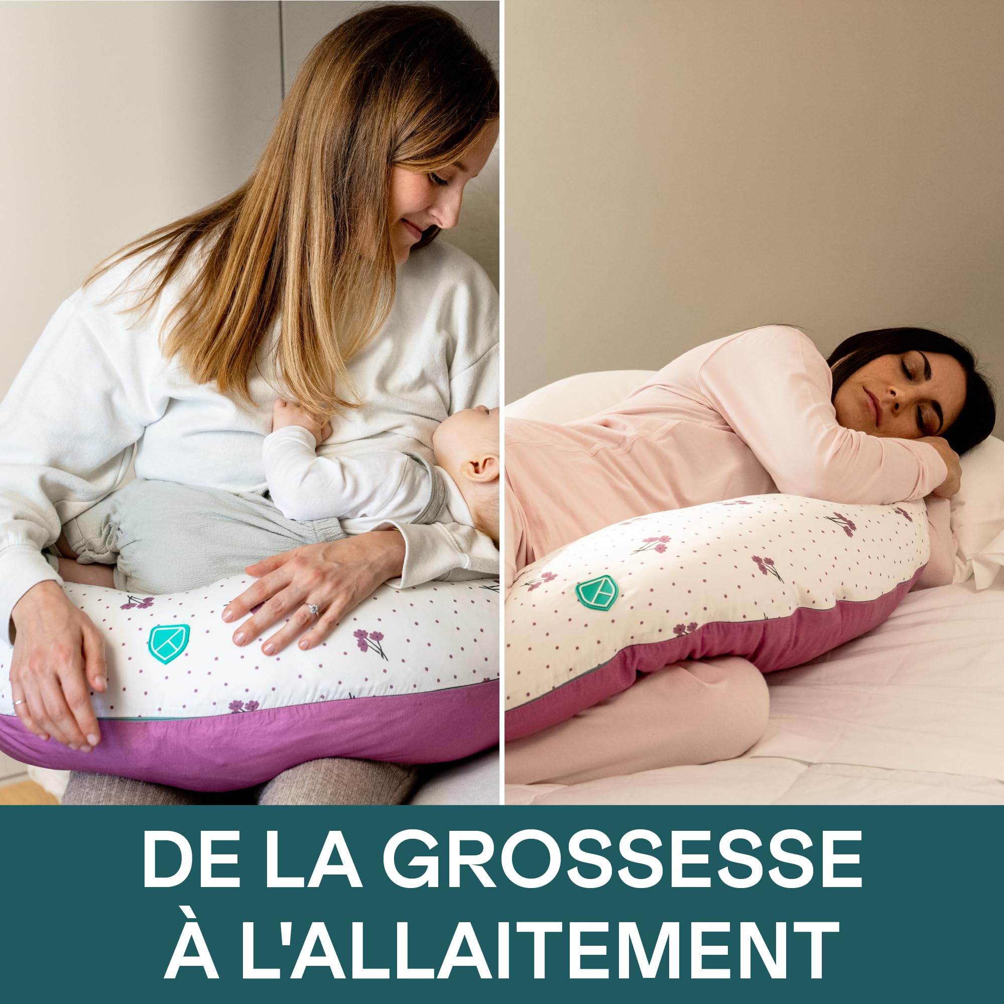 KOALA BABYCARE Coussin de Grossesse pour Dormir XXL - Coussin Allaitement Confortable Multifonctionnel - Housse Amovible 100% Coton