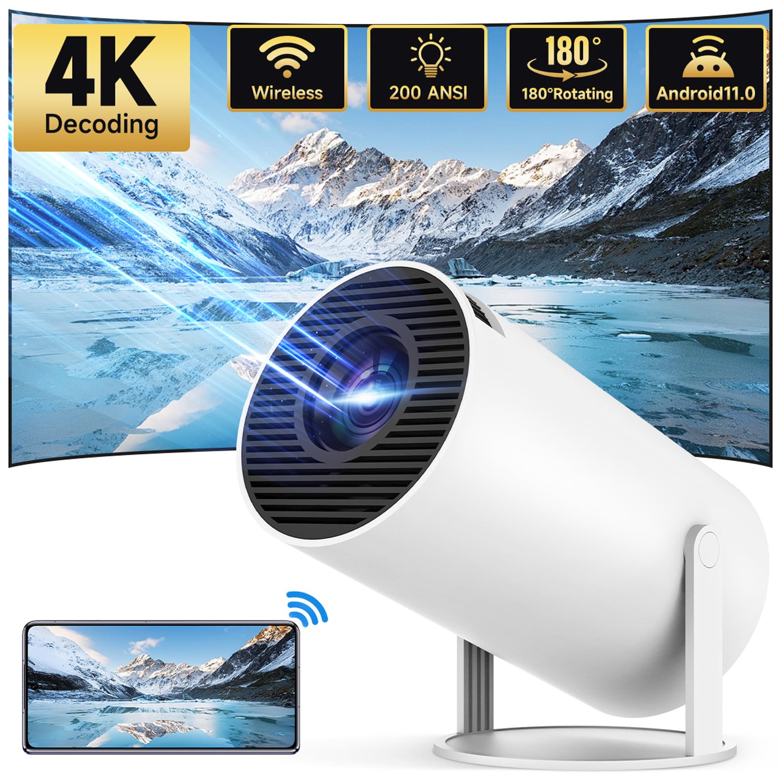 Amazon.com: Fitpolo HY300 Mini Projector Smart Android 11.0 Dual