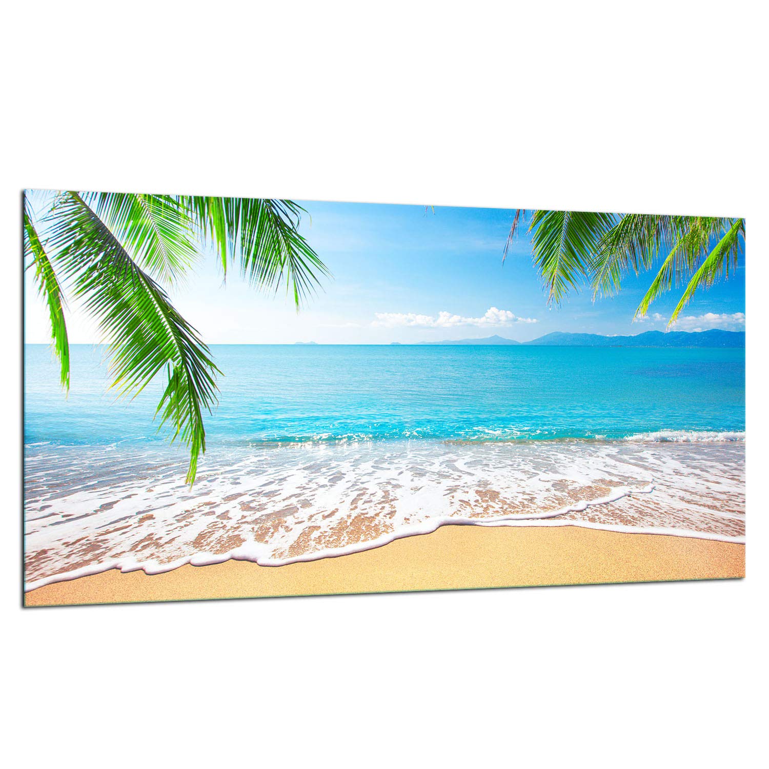 TMK | Placa de cubierta de vitrocerámica 90 x 52 cm de cristal, Protector Placa Inducción, Protección contra salpicaduras, Placa de Cristal Decorativa, Tabla de Cortar Playa