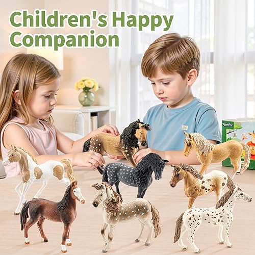 Miniatura 5 de 8 figuras de caballo grandes de 6 pulgadas, juguetes de animales para niños, figuras de animales de granja de plástico realistas, juguetes para