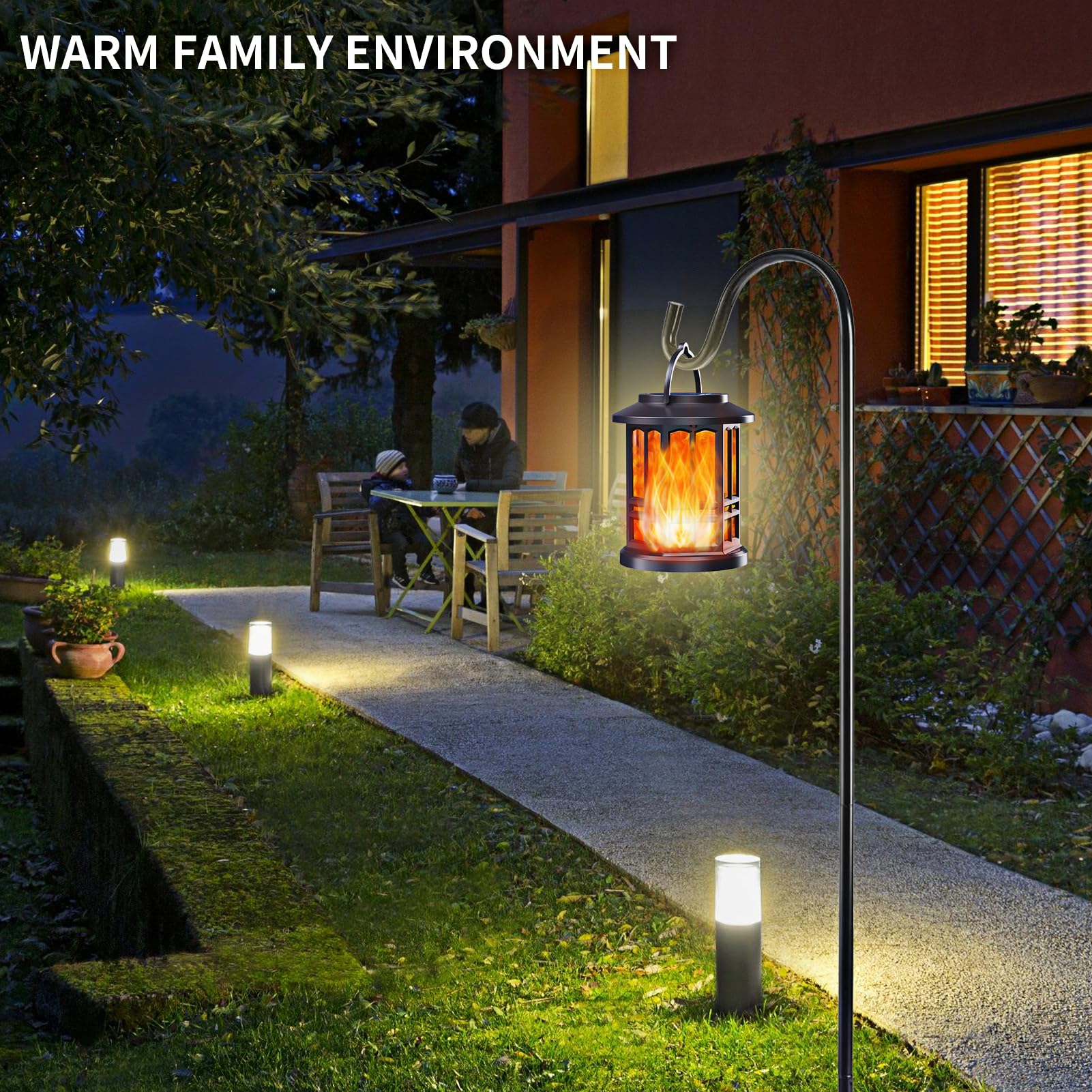 Paquete de 2 faroles solares para exteriores, linternas solares para exteriores, impermeables, llama parpadeante mejorada, luces solares colgantes, linternas solares para decoración de patio y
