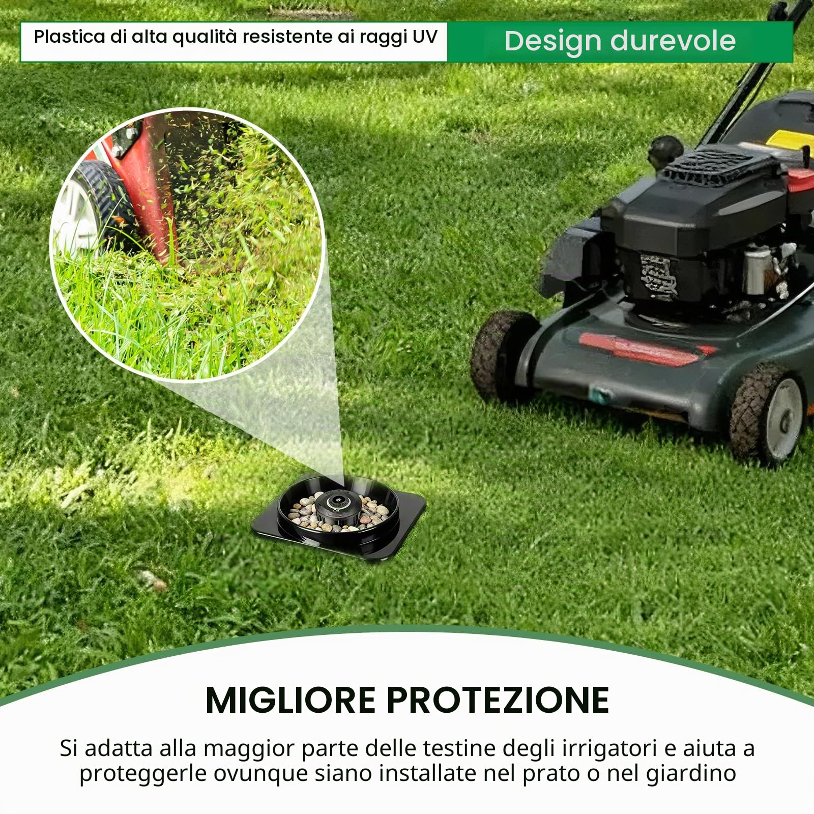 12 confezioni di protezioni per testa spruzzatore - Protezioni per testa spruzzatore per prato, protezioni a ciambella in plastica per proteggere gli spruzzatori dai danni (12, Nero)