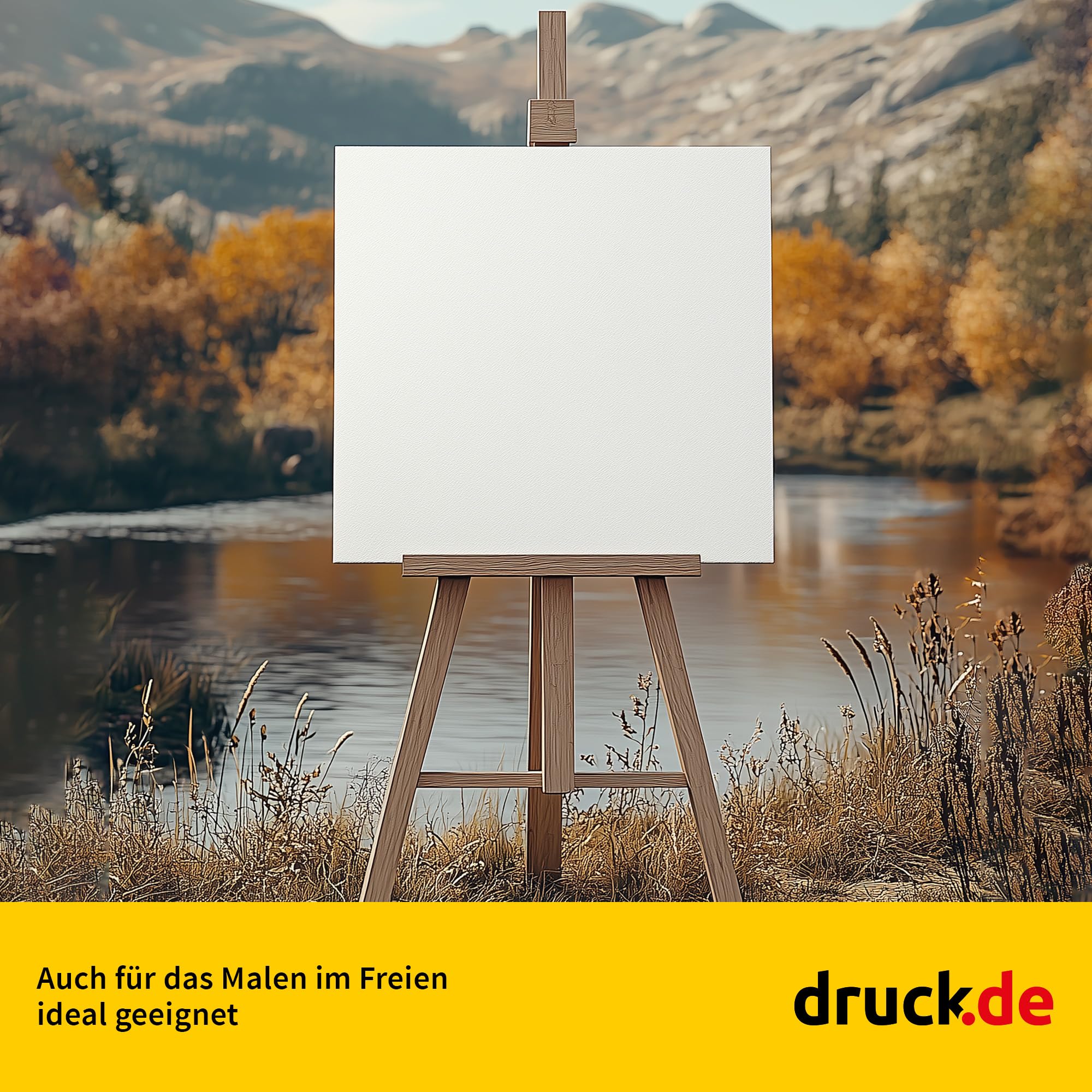 Ensemble de châssis en 1 pièce de 90 x 90 cm Toile d'art blanche en polyester à peindre, prête à l'emploi, convient pour les peintures acryliques ou les peintures textiles, fournitures de projet de