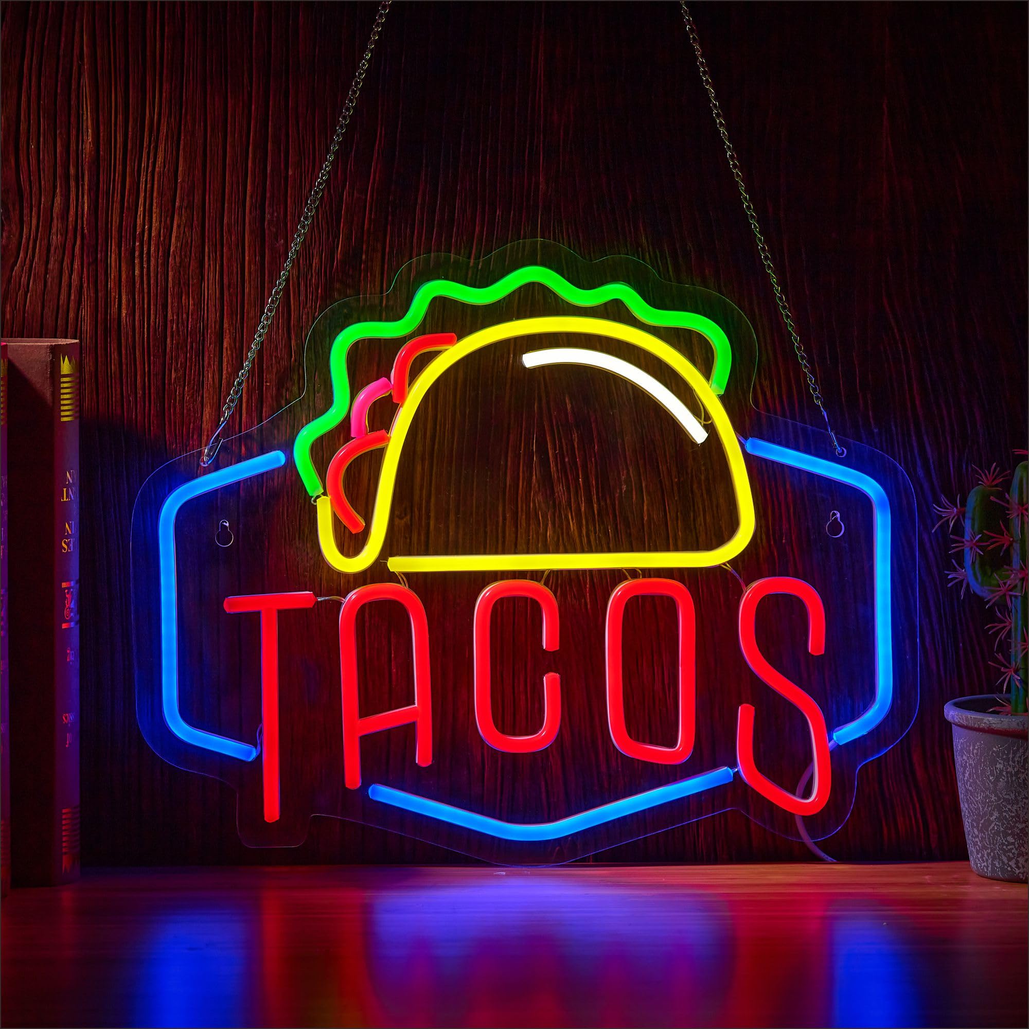 Tacos Neon Sign for Wall Decor, Taco Open LED Neon Signs Lights 