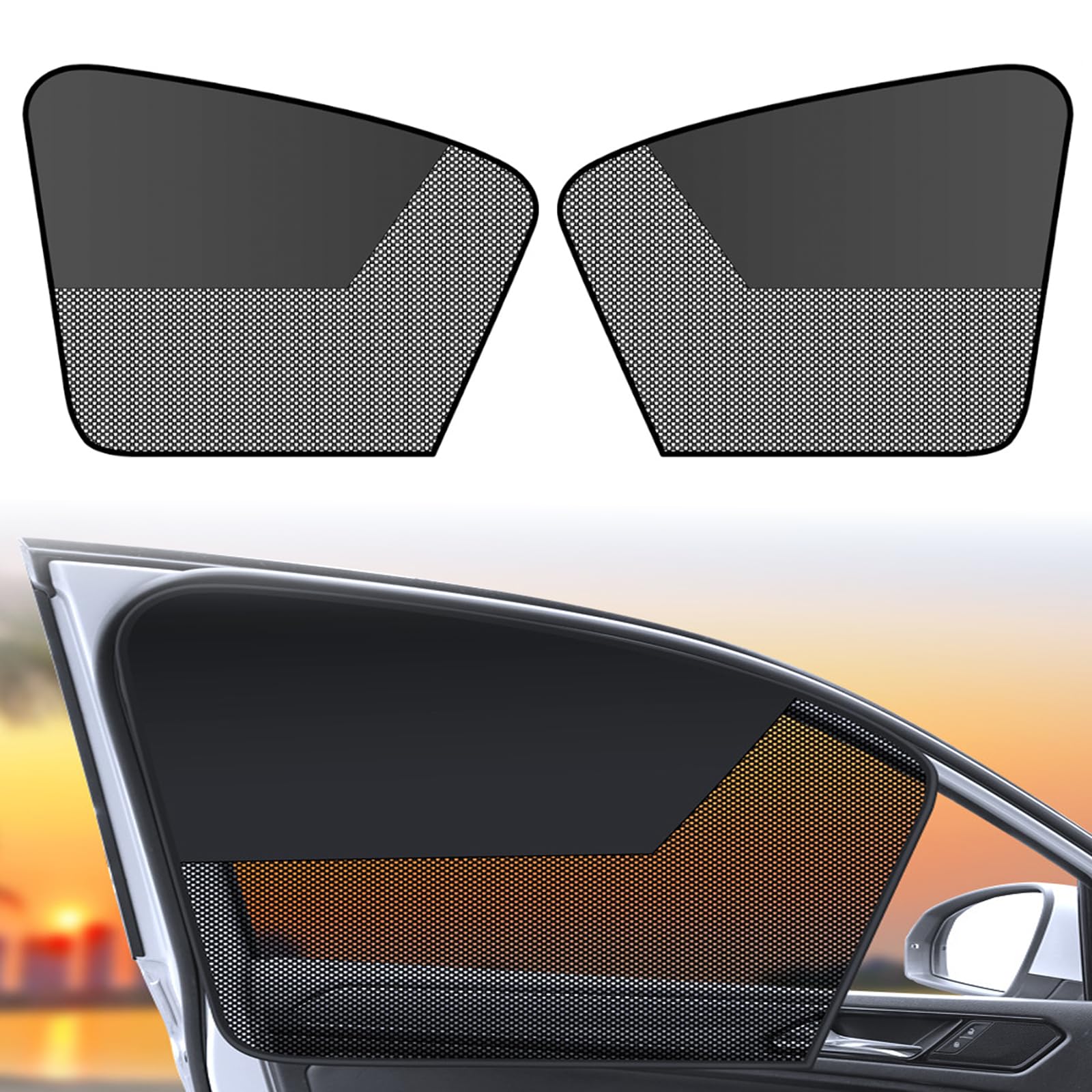 2 Pare-Soleil Pour Voiture à Double Couche - Magnétiques, Taille 50x48 Cm - Compatible Berlines, SUV, Monospaces - Protection Solaire Et Intimité