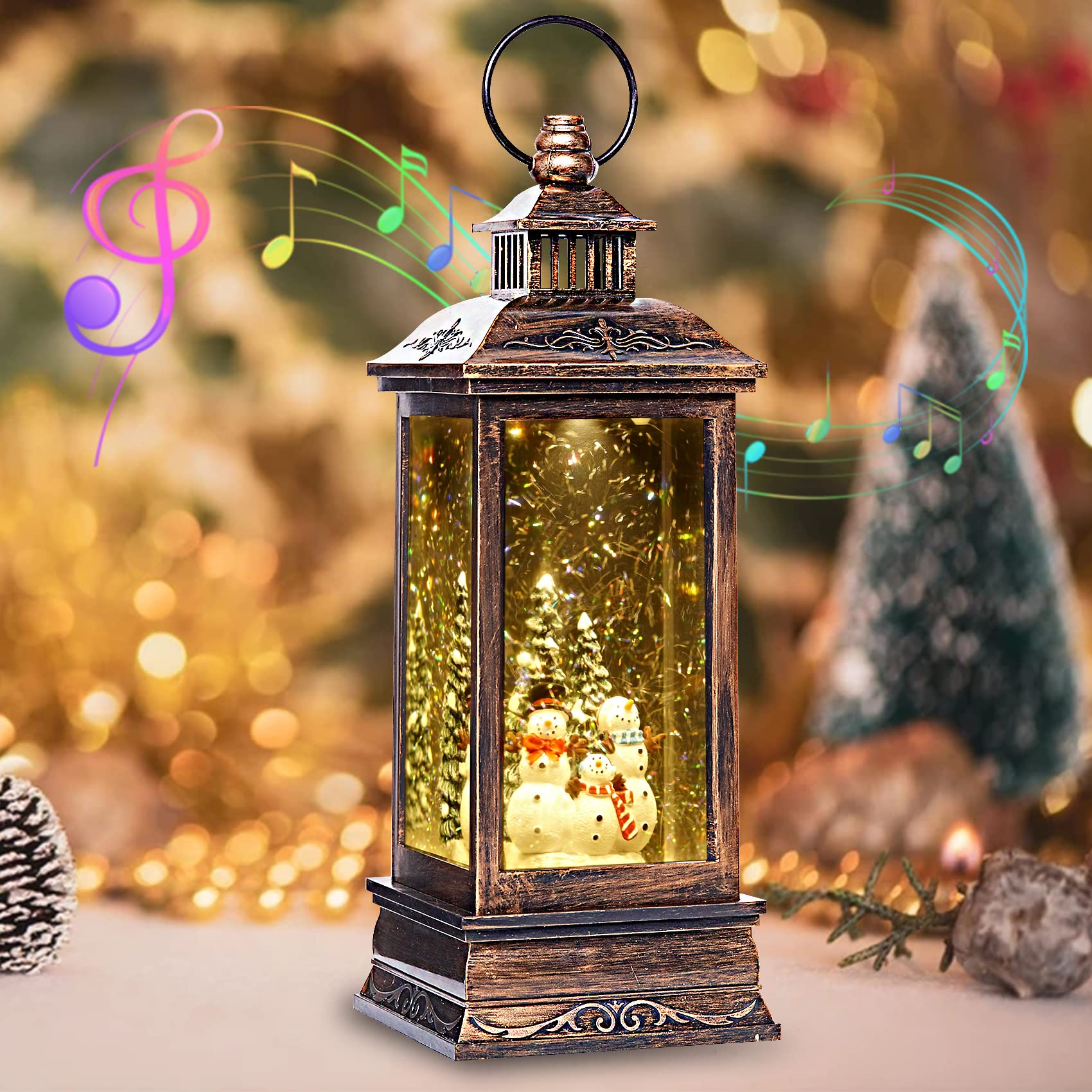 Buy Valentine Snow Globe Lantern, Snowman Family Vintage Christmas Snow