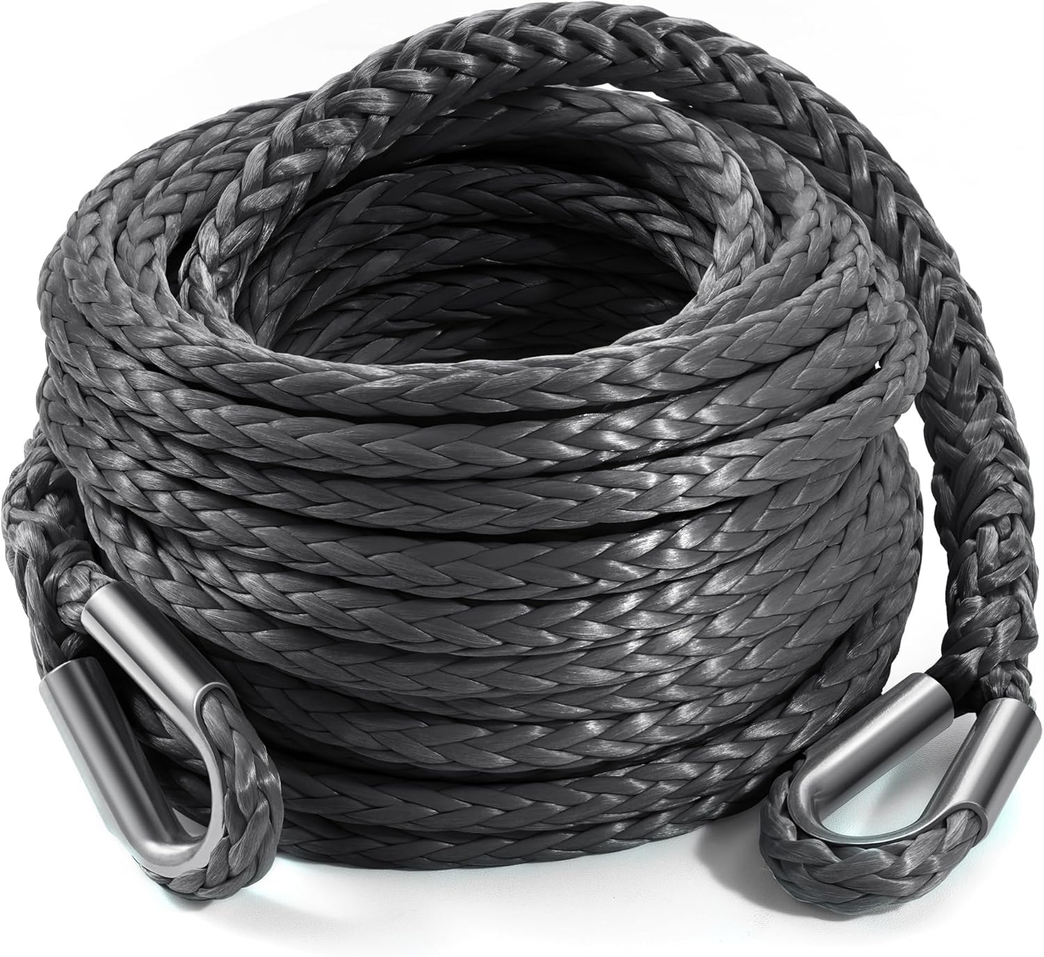 DAYDOOR Winch Rope Extension, 3/8'' x 50ft Synthetic Winch Extension Rope, 26,500 Lbs Winch Extension Line for Off Road Vehicle ATV UTV SUV Jeep(Gray)