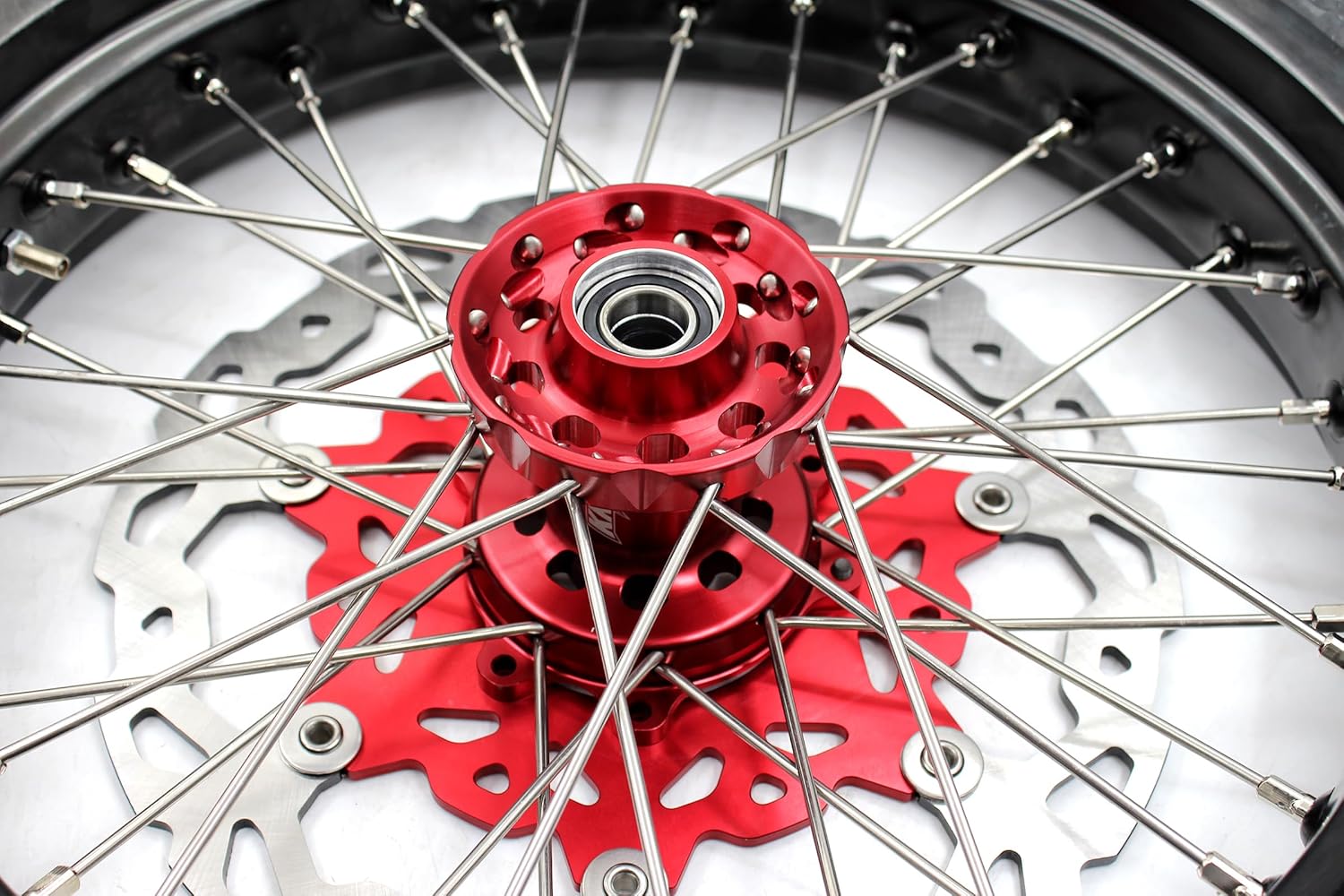 KKE 3.5 * 17 4.25 * 17" Supermoto Wheel Fit HONDA XR600R 1991-2000 XR400R 1996-2024 Stunt Wheels Rim Set With Tires Red Hub