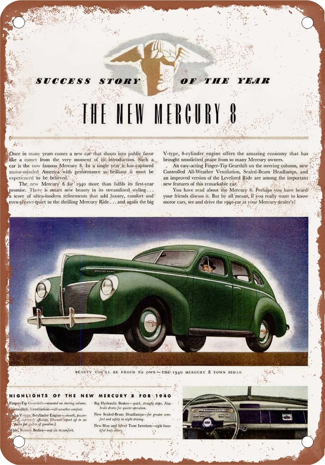 METAL SIGN - 1940 Mercury Vintage Ad 05 - Old Retro Rusty Look home decor