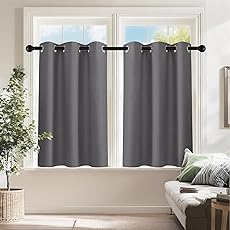 RYB HOME Small Window Curtains for Kitchen, Thermal Insulated Privacy Shades for Bedroom Basement Bathroom Door Half Window Tiers, Width 34 x Length 36 inch, 2 Panels, Greyish Purple