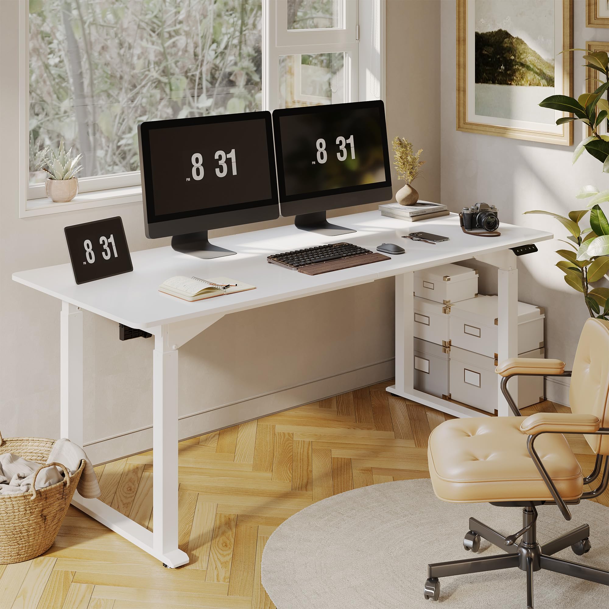 SANODESK 4-Leg Standing Desk Electric Height Adjustable Desk with Memory Presets for Home Office Stand up Desk Computer — view 2