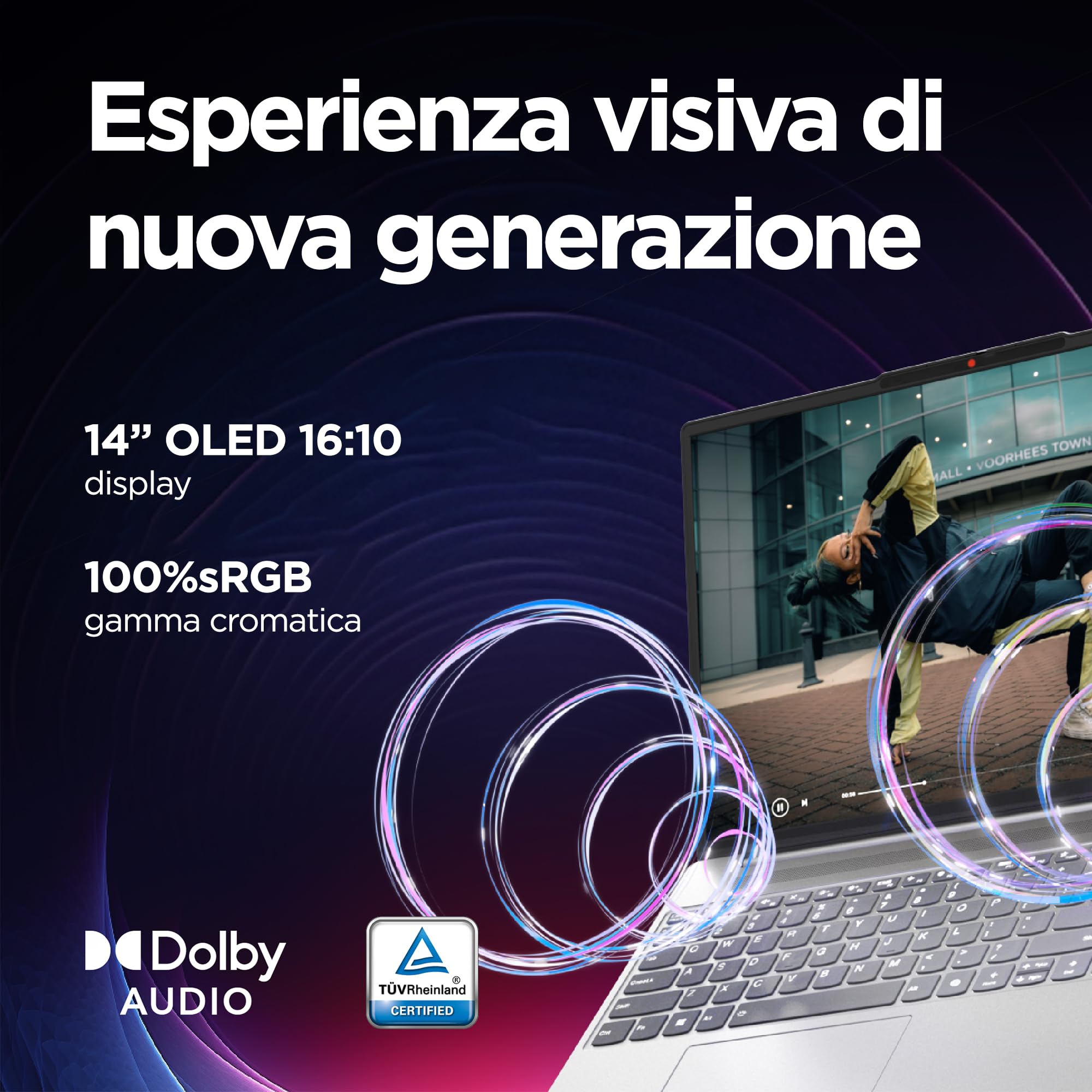 Lenovo IdeaPad Slim 5 Notebook 14’’ WUXGA OLED (1920x1200), Intel Core Ultra 7 155H, Grafica Intel Arc Integrata, RAM 16GB, 1TB SSD, Windows 11 Home, Cloud Grey, Esclusiva Amazon