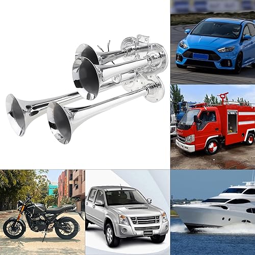 Miniatura 8 de Bocina de aire de cuatro trompetas súper ruidosa de 12 V/24 V 150 dB para coche, vehículo, camión, tren, barco
