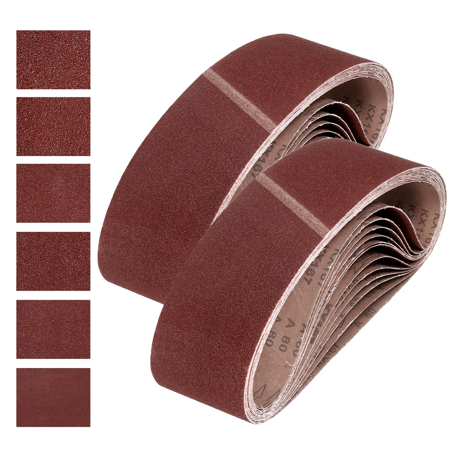 QUARKZMAN 152mm x 1220mm Bandas de Lija Set, 24pcs Cintas Abrasivas 60/80/120/150/240/400 Grano Correa para Lijadoras Óxido Aluminio para Carpintería Pulido de Metal Afilador de Cuchillo
