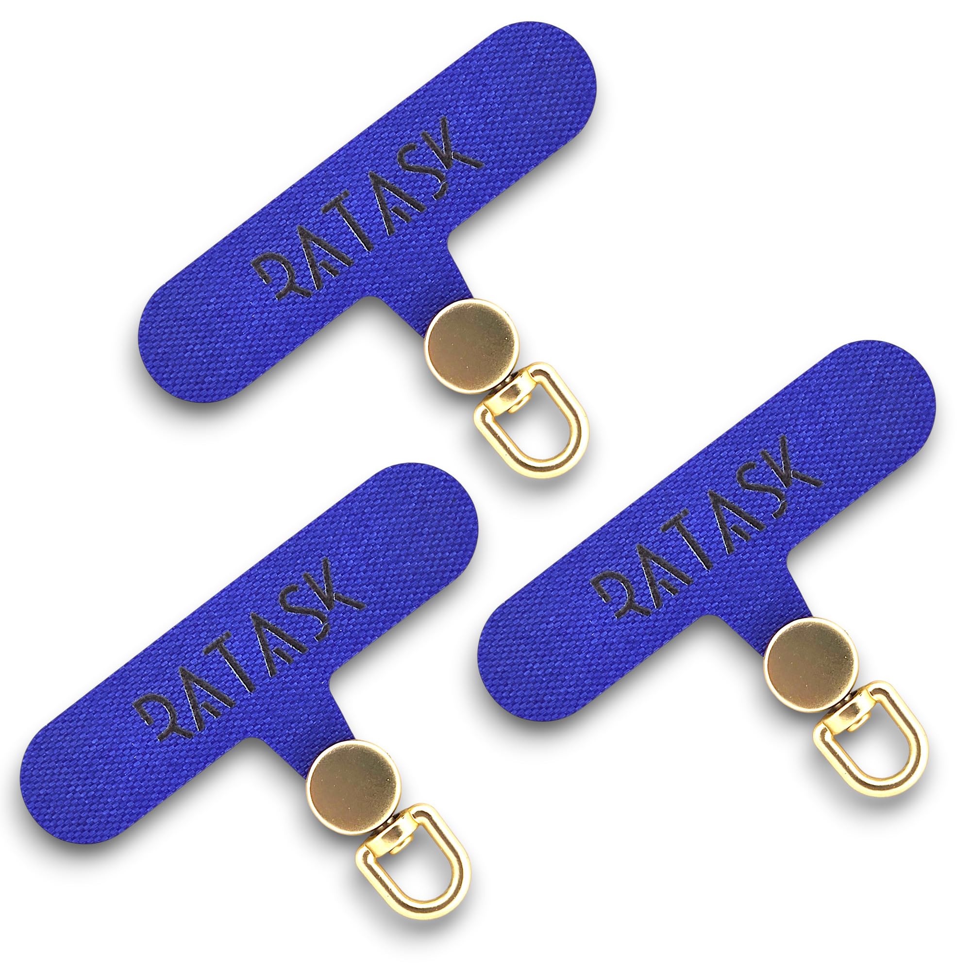 RATASK Tether Tab for Phone Lanyard, Mobile Phone Strap Tether Patch, Universal Tether Patch, Durable Metal or Soft Fabric Option, Pack of 3 (Delu, Navy)