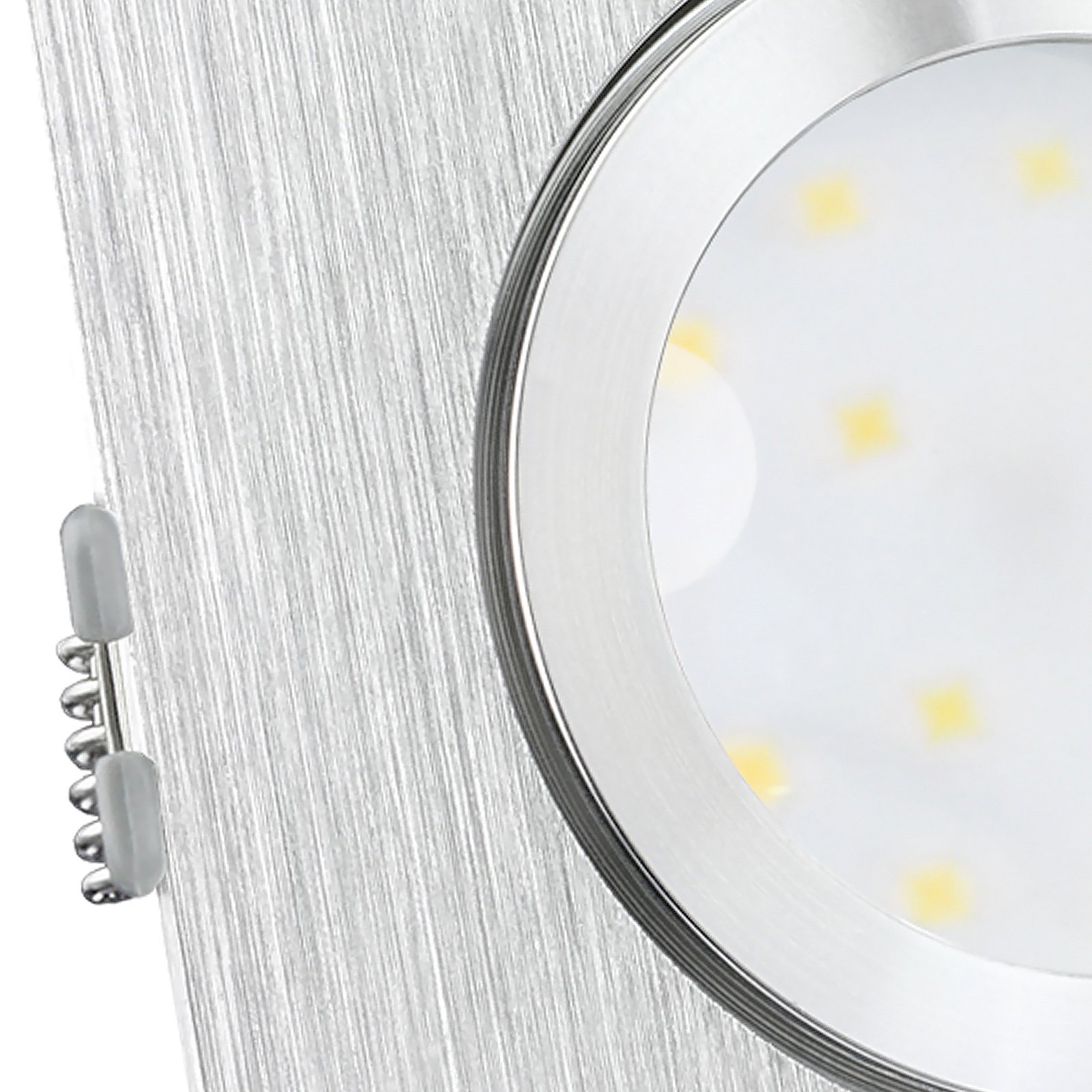 SSC-LUXon QW-2 LED Einbaustrahler 6x eckig Alu dimmbar 6W 3 Lichtfarben | Dimmbare Badspots im 6er Set eckig spritzwassergeschützt IP44 - warmweiß, neutralweiß & tageslicht wählbar, nur 30mm tief